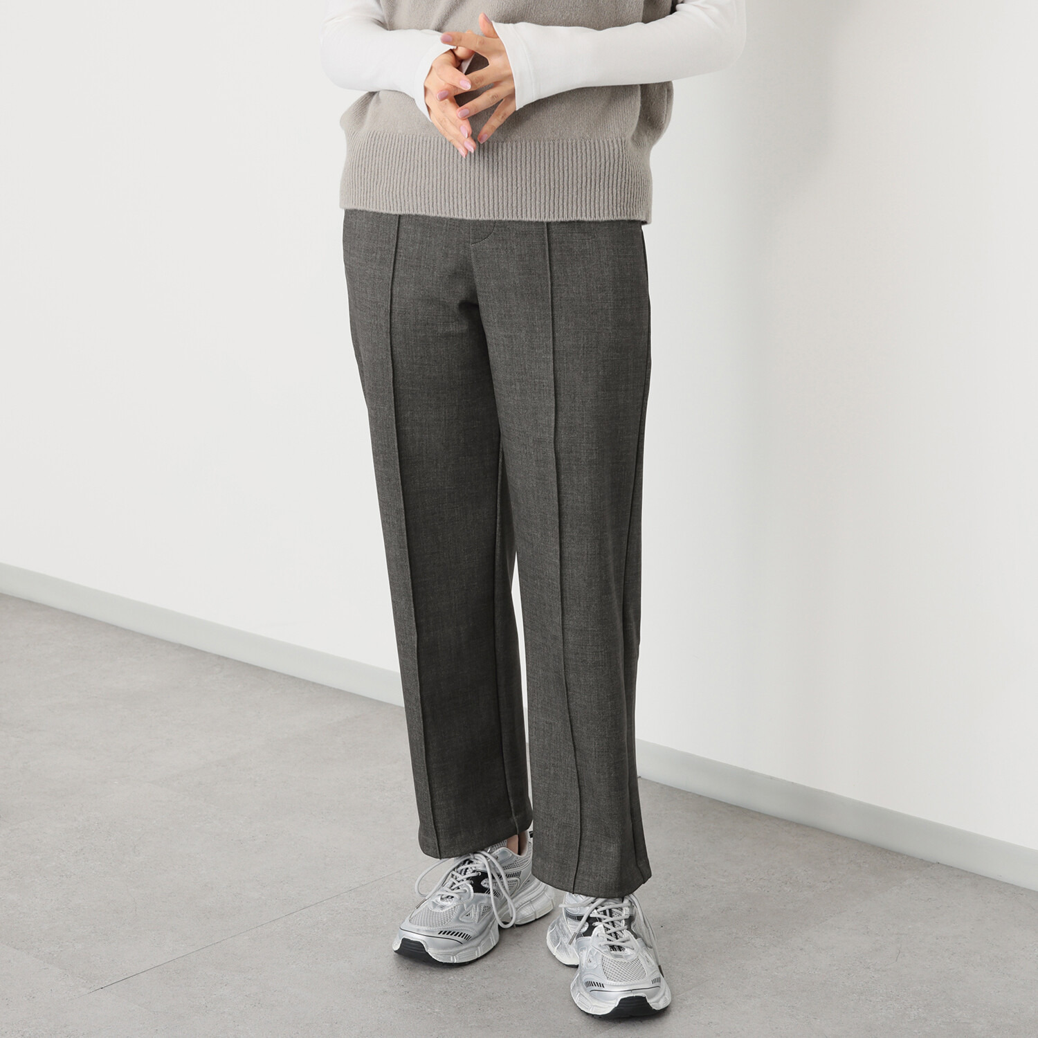 ＴＡＫＵＭＩＢＡ すふれ起毛プラス 保温 デニムプリント イージーワイドスラックス