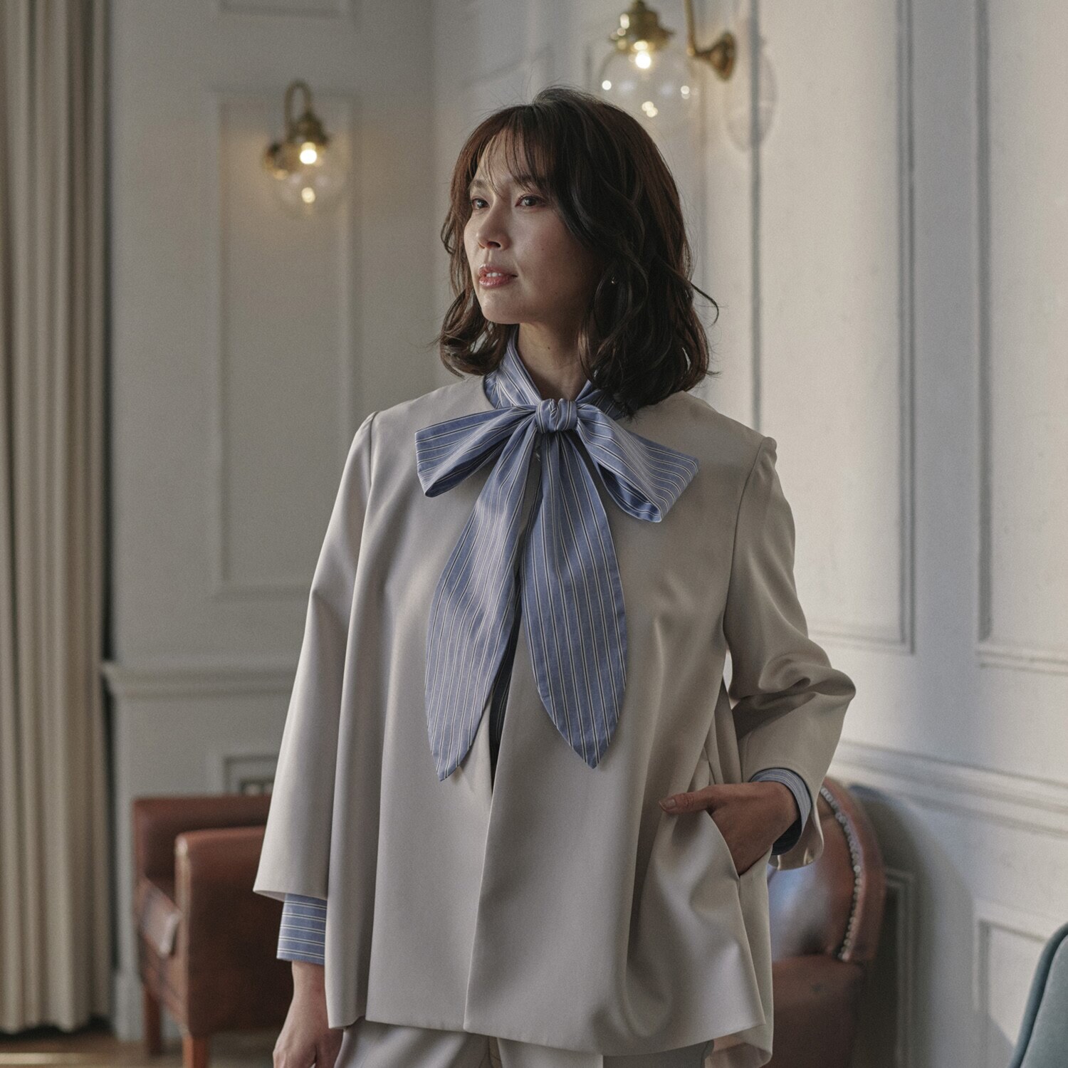 亀　恭子セレクト！ クラッサ 上品マットダブルクロス Ａラインジャケット＆ テーパードパンツ