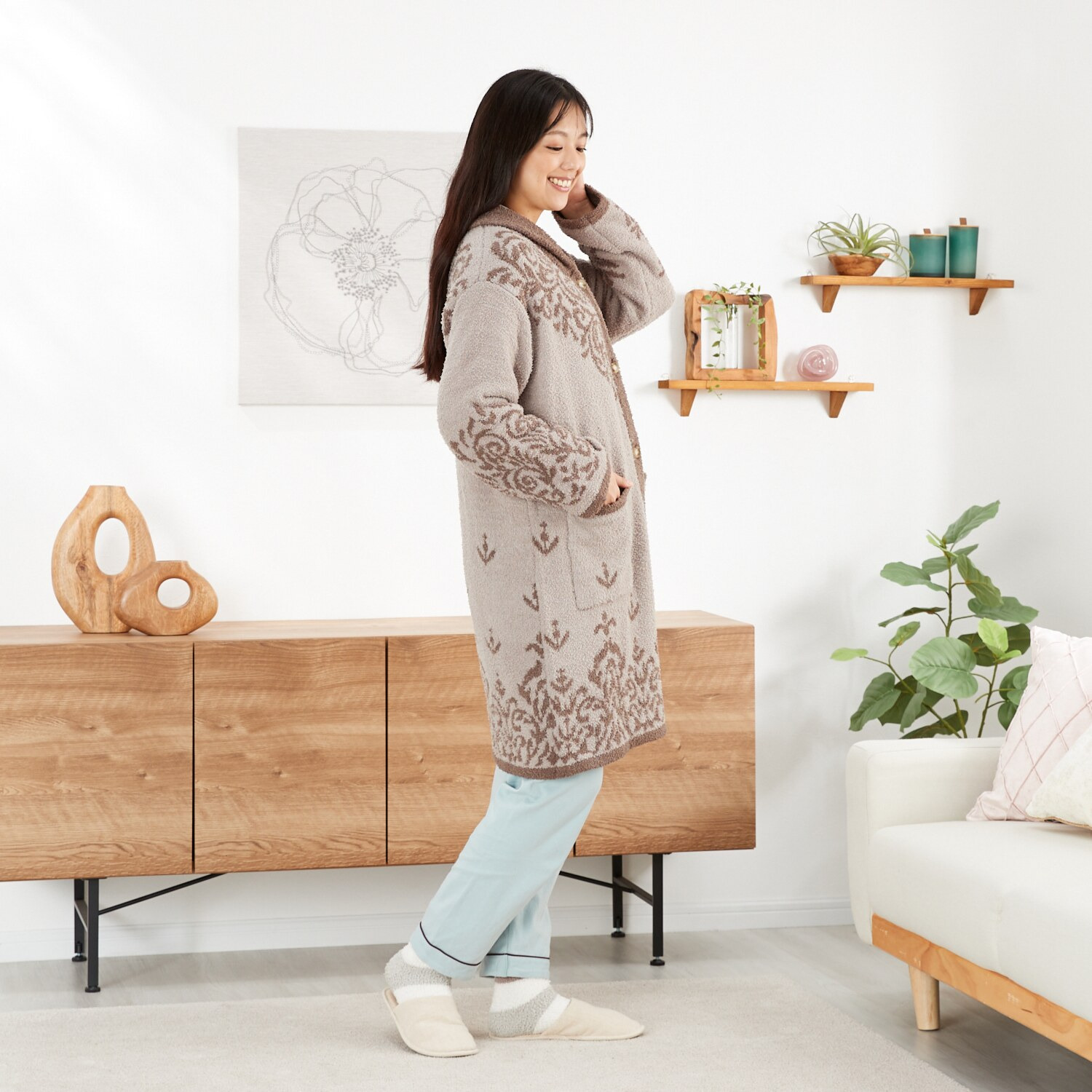 大津毛織 吸湿発熱ホットテックス ふわふわモコモコ ファンシーヤーン 着るブランケット