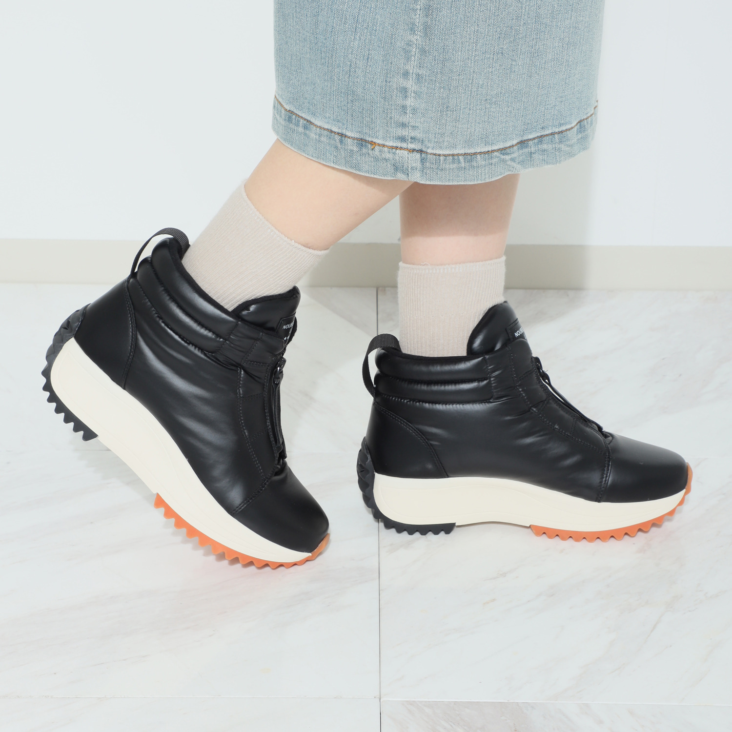 ヌーベルヴォーグ リュクスライン はっ水　中わた 厚底スニーカーブーツ