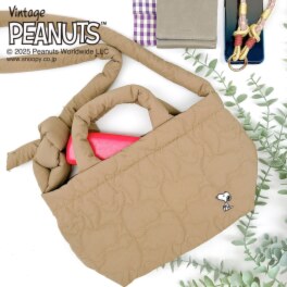ルートート スヌーピー型の キルティングがかわいい！ ふかふかショルダー トートバッグ