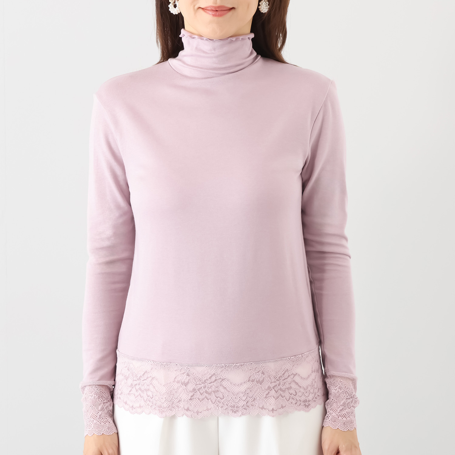 マリランテ 暖かい！蒸れにくい！ タケダレースアクセント エレガントプルオーバー デザイン違い２枚セット