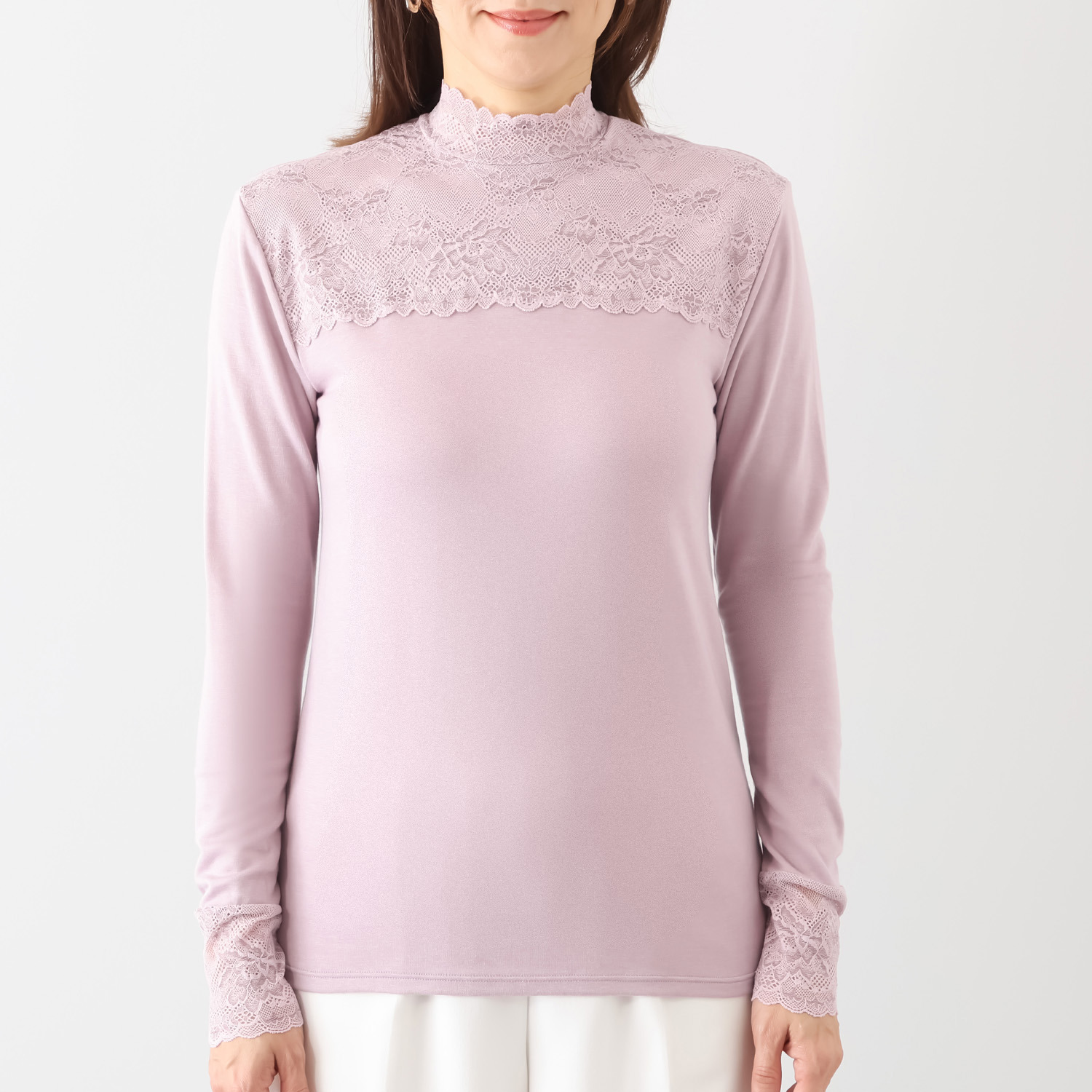 マリランテ 暖かい！蒸れにくい！ タケダレースアクセント エレガントプルオーバー デザイン違い２枚セット