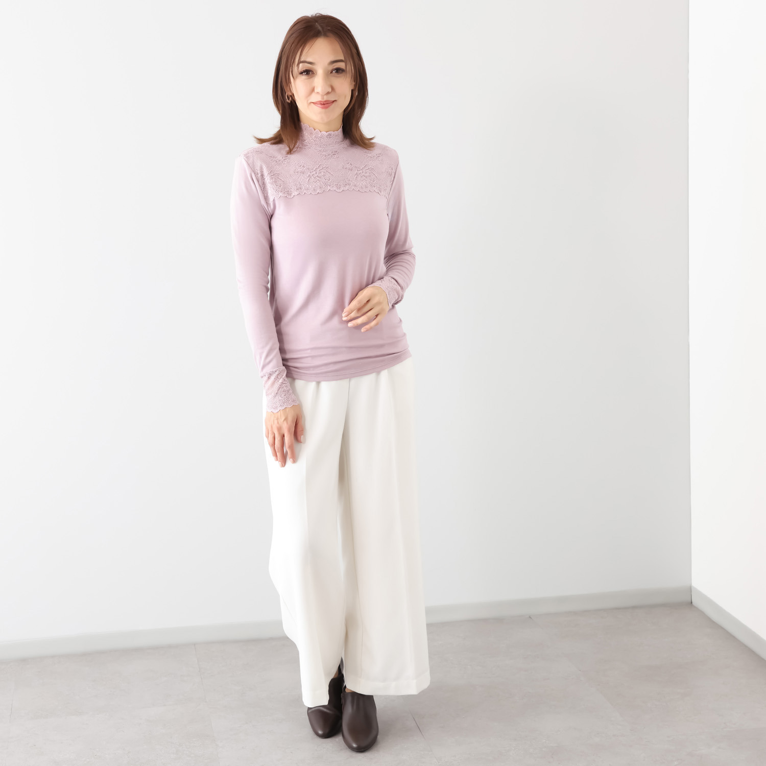 マリランテ 暖かい！蒸れにくい！ タケダレースアクセント エレガントプルオーバー デザイン違い２枚セット