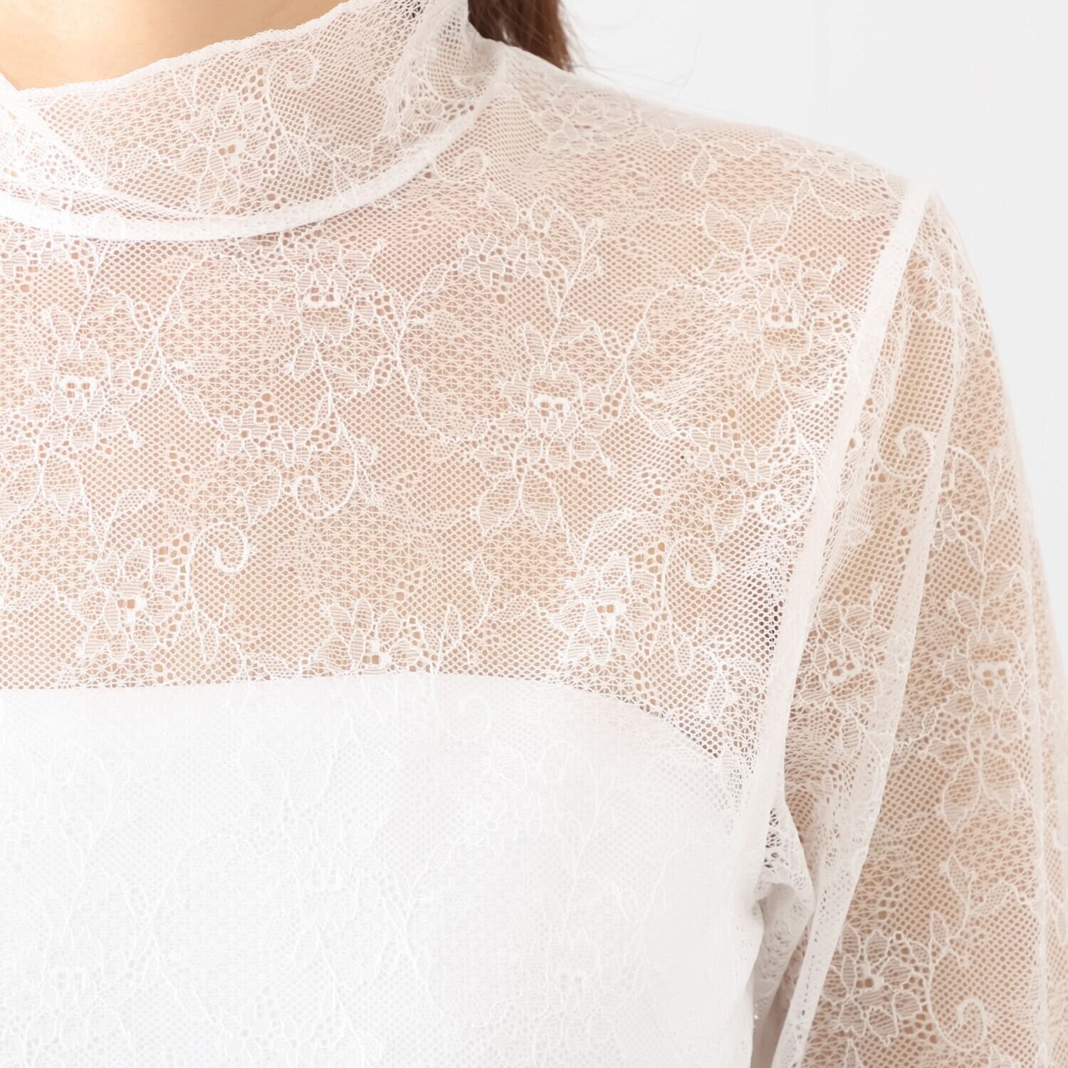 マリランテ 重ね着で華やか レイヤードファッション タケダレース 長袖プルオーバー