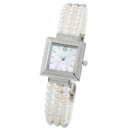 パール　ユリマ 無調色有核淡水パール＆ ダイヤモンド スクエアフェイス ウォッチ