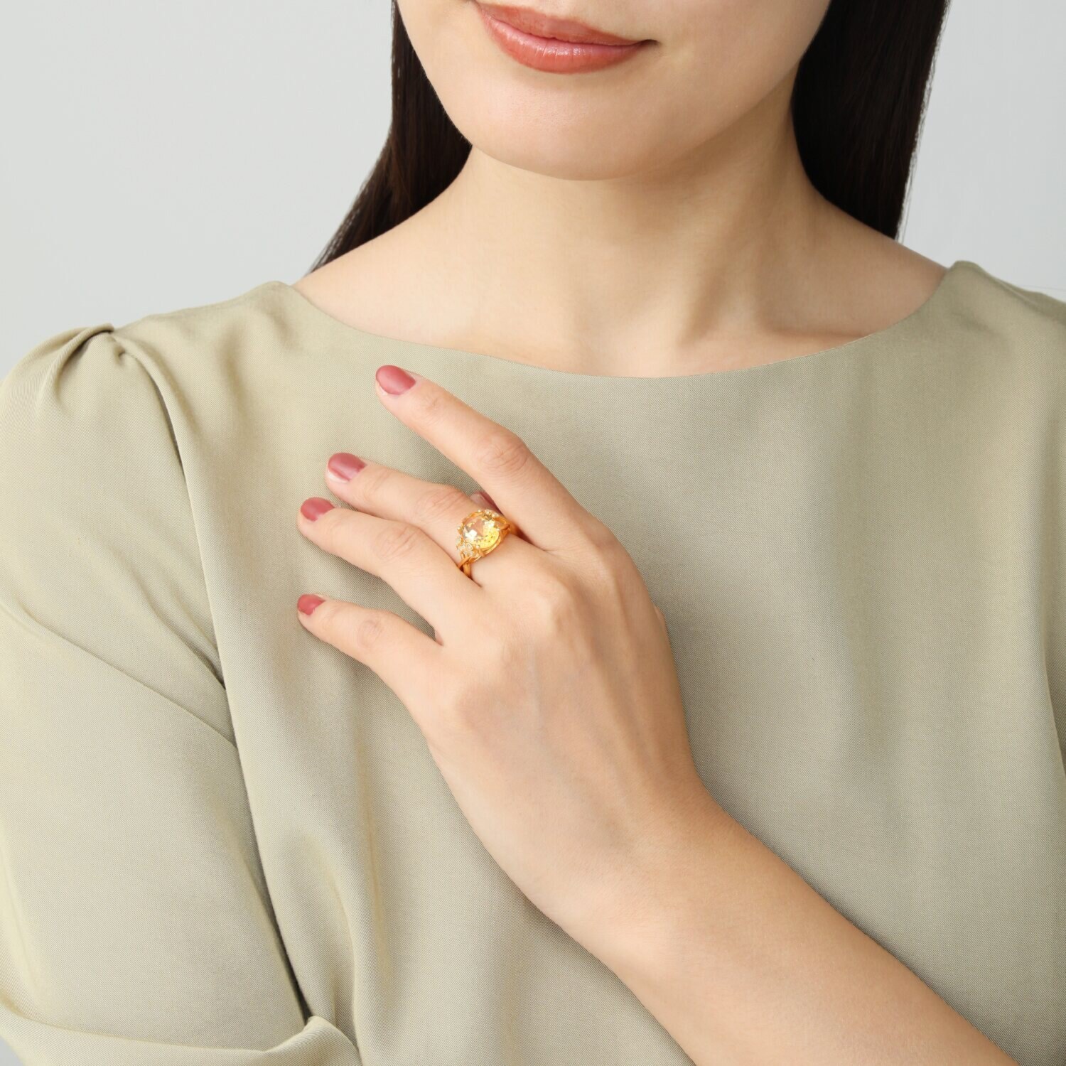 イーシア シルバー シトリン＆ ダイヤモンド エレガントリング