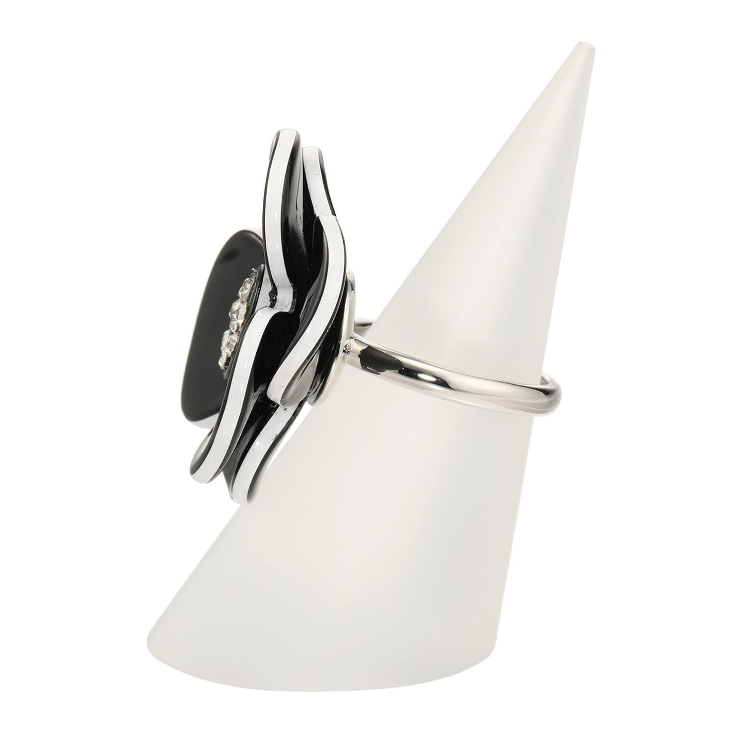 エスアンドアール ブラック＆ホワイト カメリアモティーフ リング