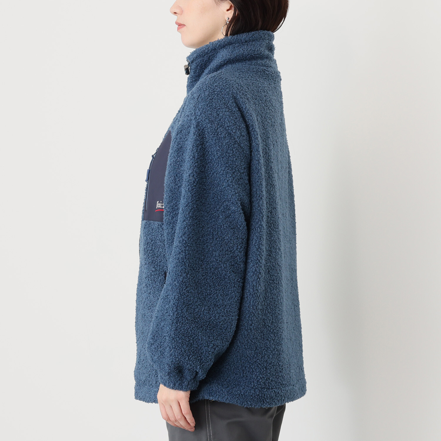 イクシーズ コクーンシルエット バイカラー ボアブルゾン