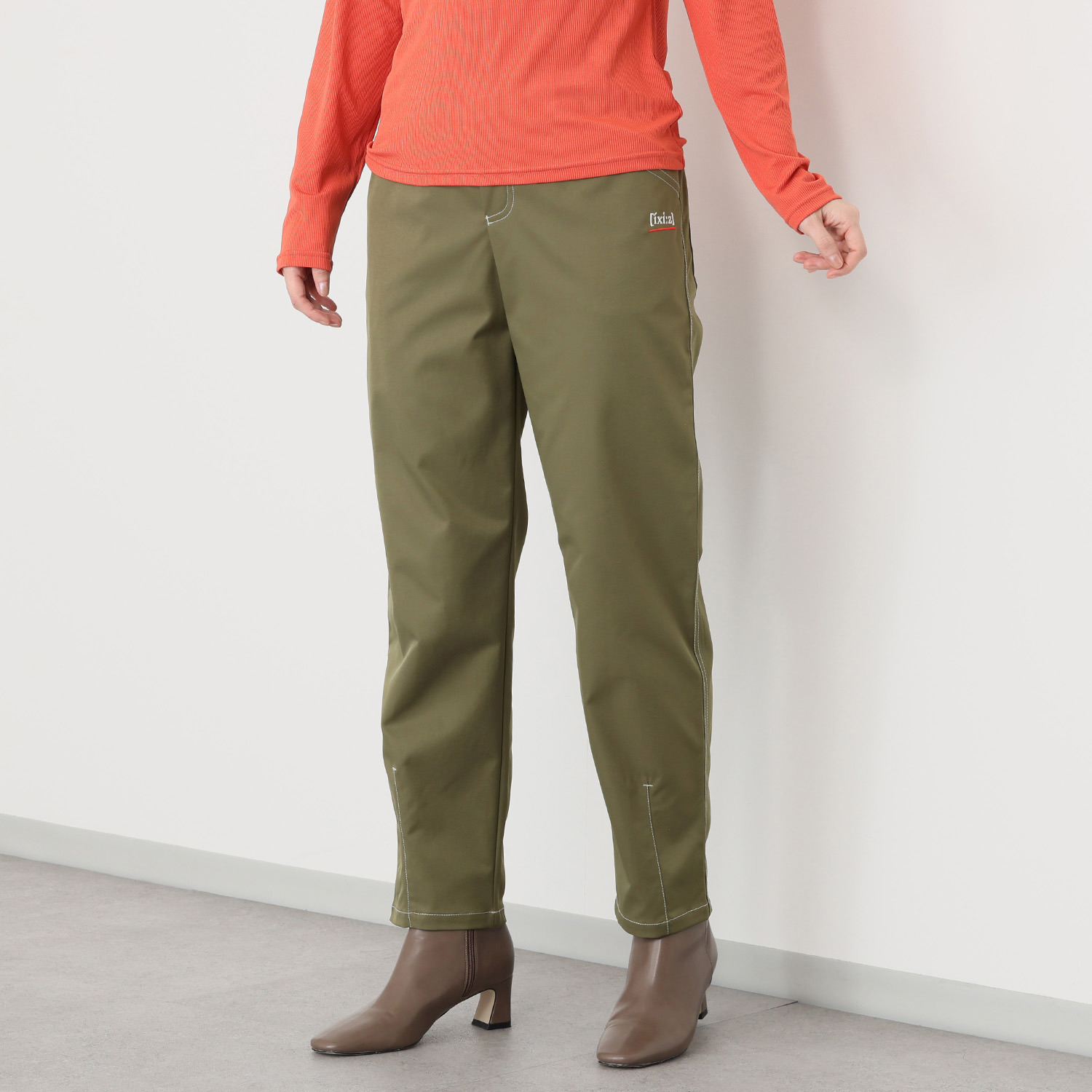 イクシーズ ハートエンブロイダリー 配色ステッチパンツ