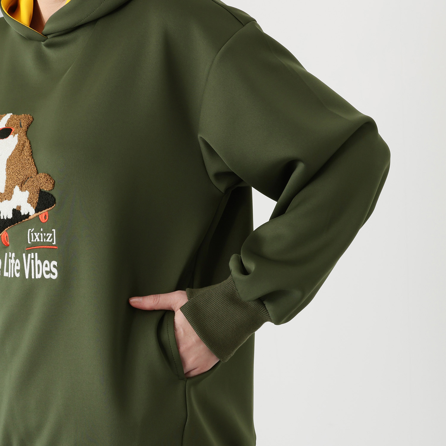 イクシーズ お顔映えする スタンドフード プルオーバー