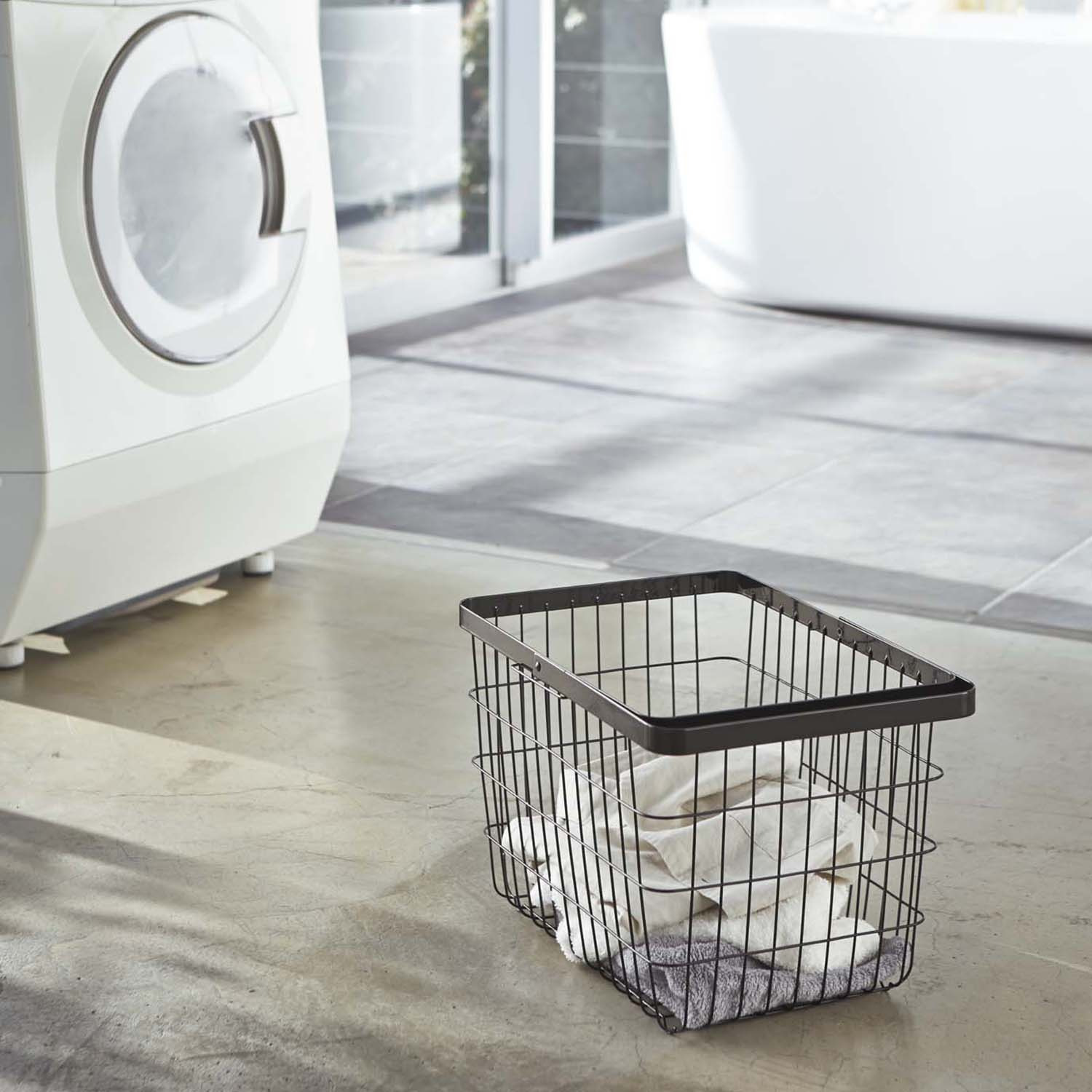 山崎実業　タワー キャスター付きで 移動が簡単 ランドリーワゴン＋ バスケット