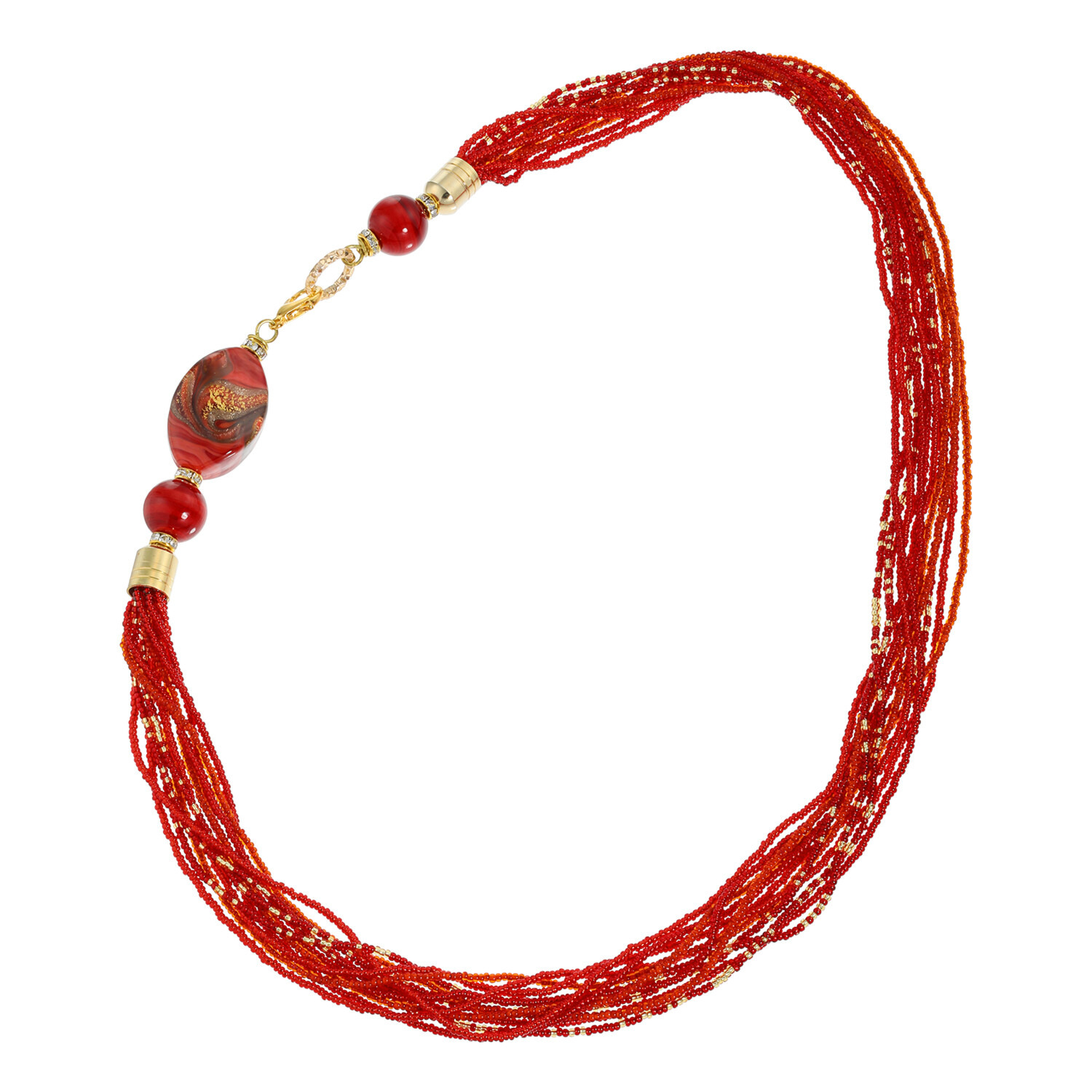 ラグーナ ベネチアンガラス オーバルポイント コンテリエビース レッドカラーネックレス