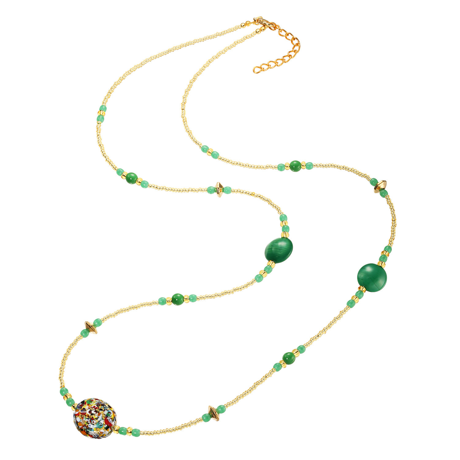 ラグーナ ベネチアンガラス ペスタッチョ ロングネックレス