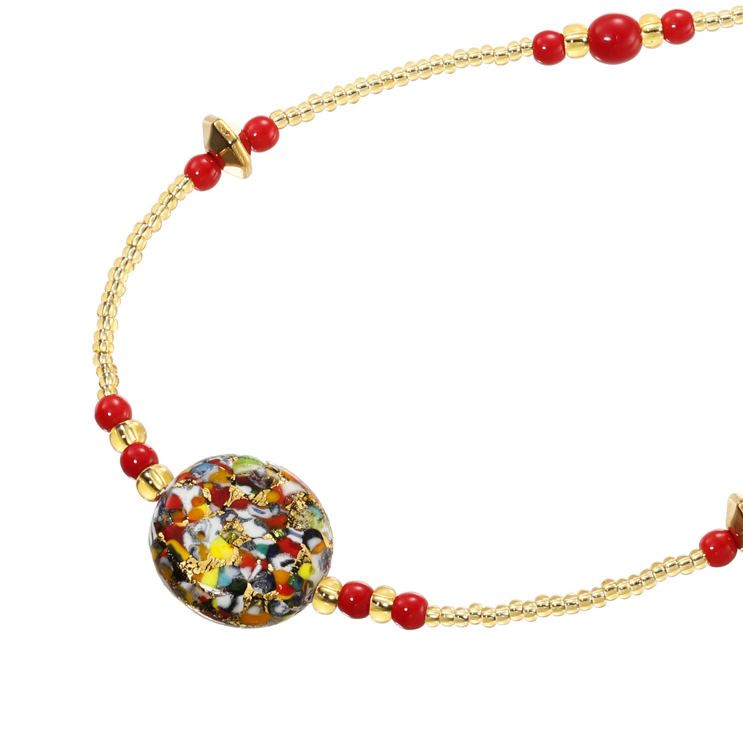 ラグーナ ベネチアンガラス ペスタッチョ ロングネックレス