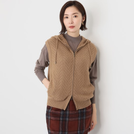 ネイチャーズ キャメル１００％ ヘリンボーン柄 フーディージレ