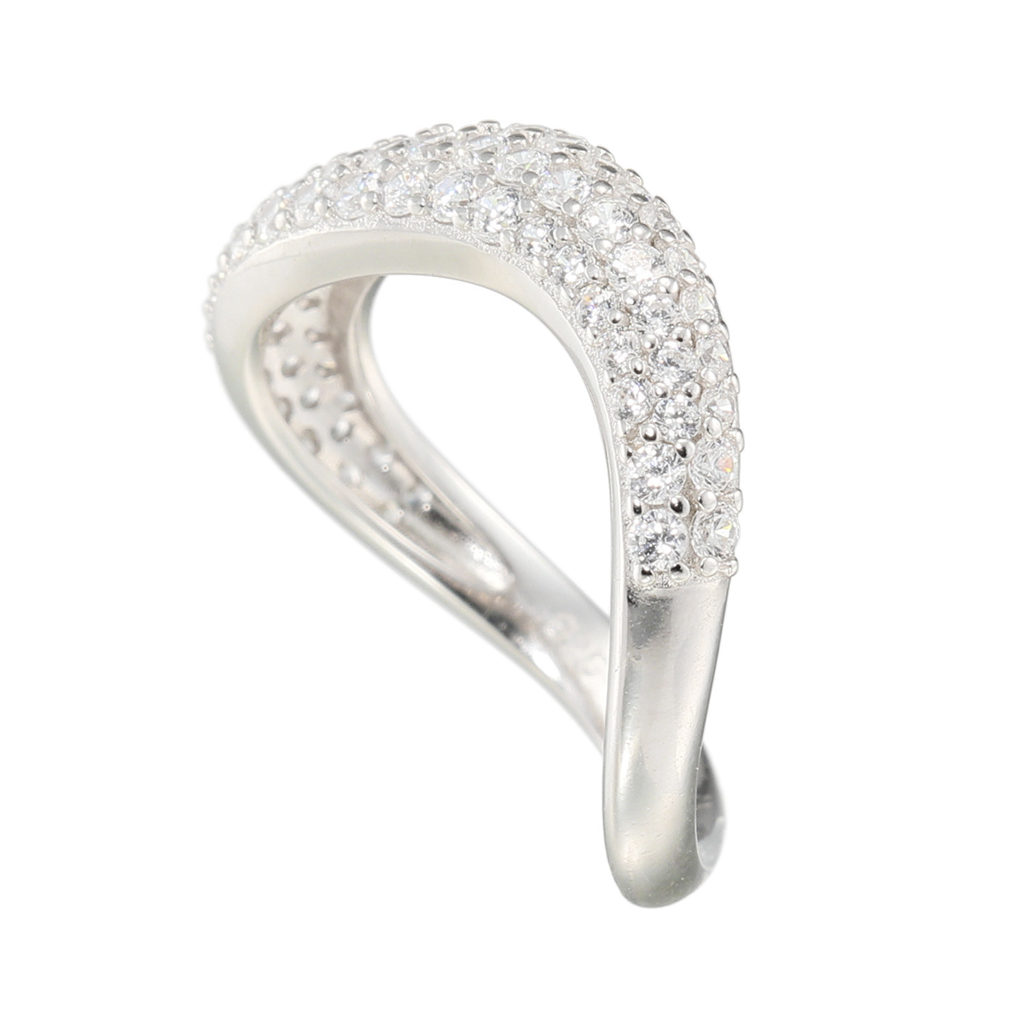 ダイアモア シルバー　ＣＺ パヴェ ウェーブリング