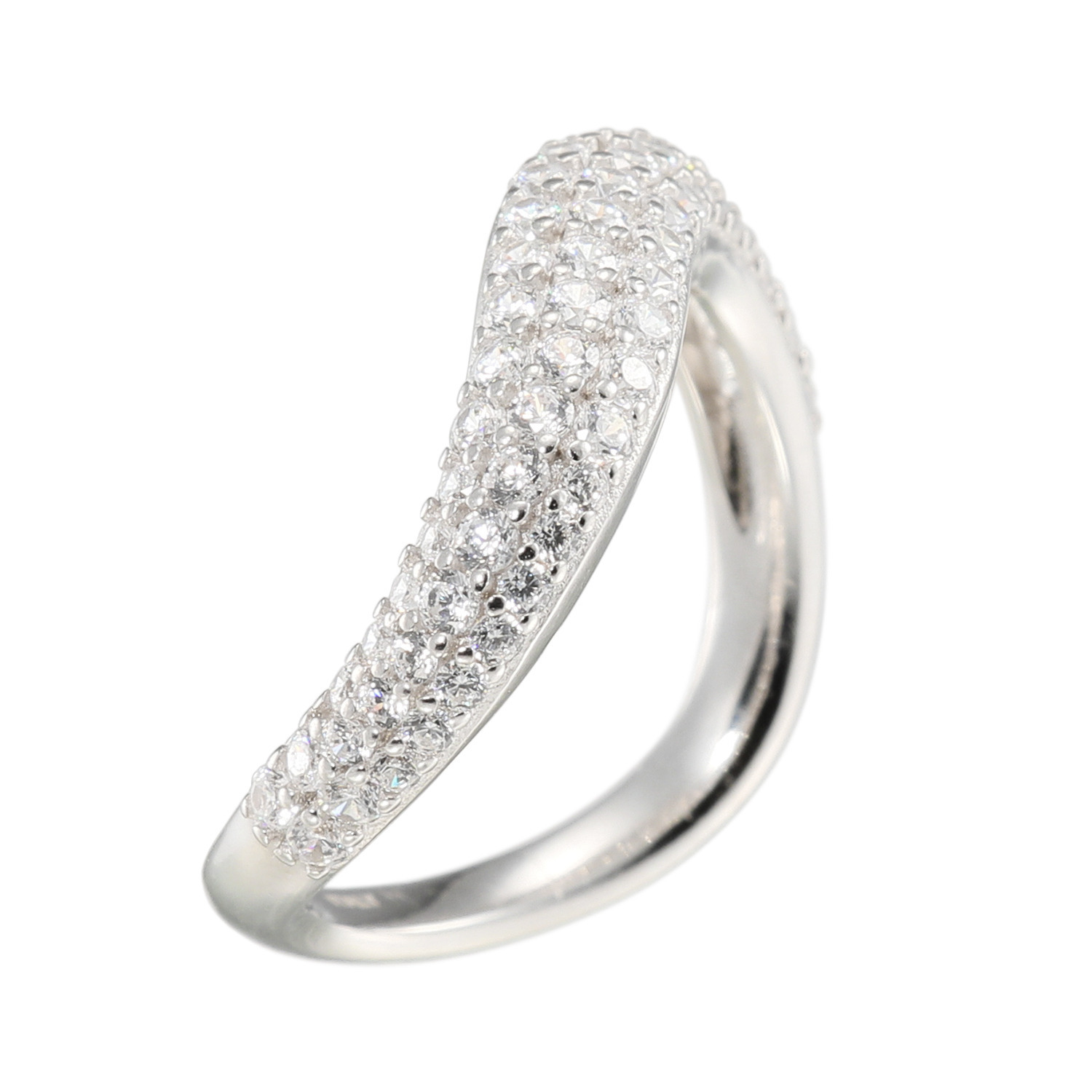 ダイアモア シルバー　ＣＺ パヴェ ウェーブリング