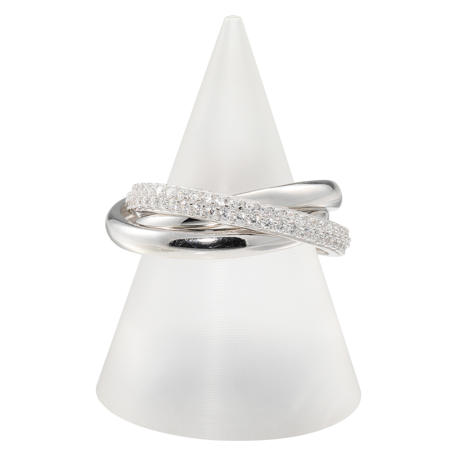 ダイアモア シルバー　ＣＺ ３連クロスライン リング