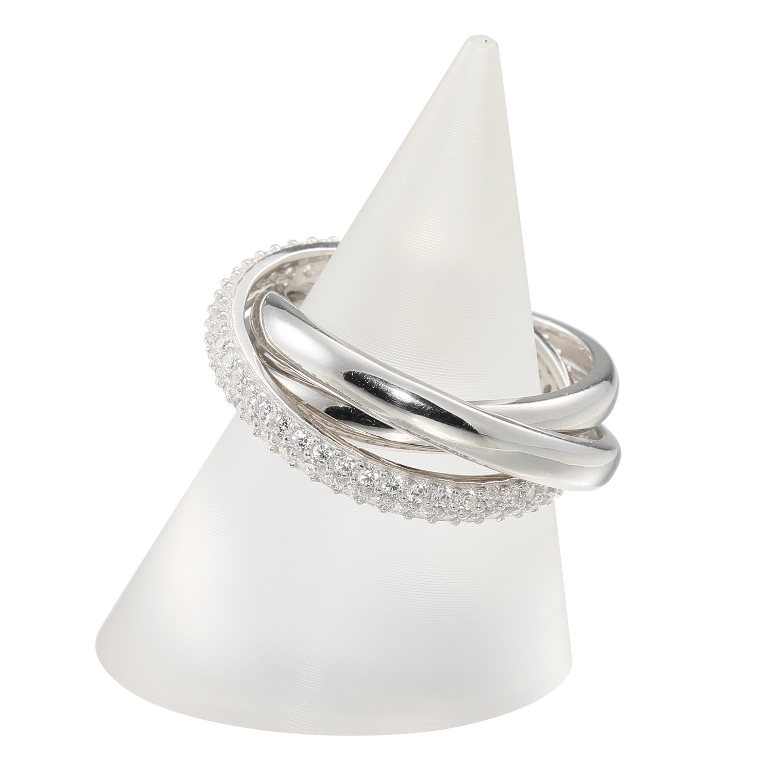 ダイアモア シルバー　ＣＺ ３連クロスライン リング