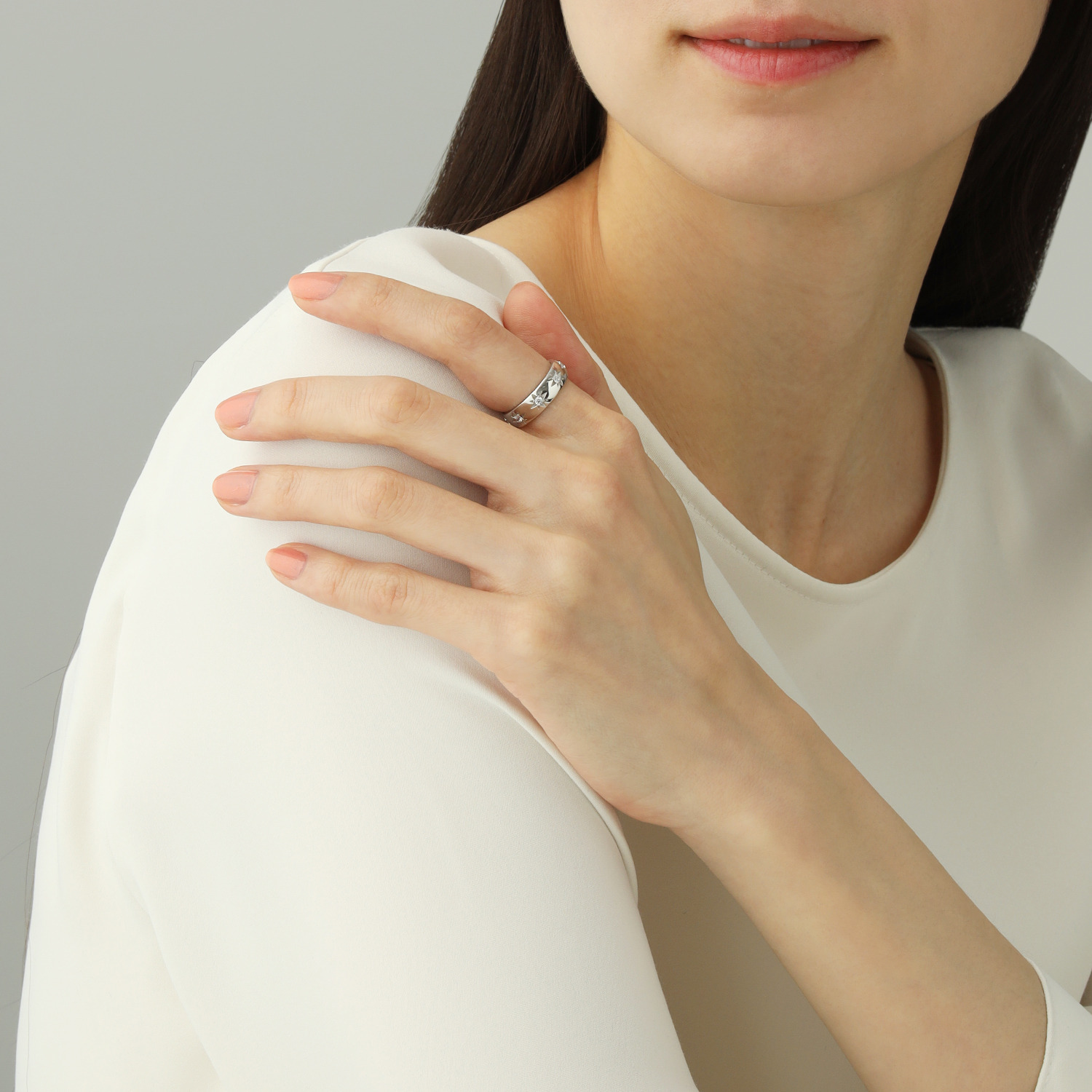 ダイアモア シルバー　ＣＺ スターモティーフ ラインリング