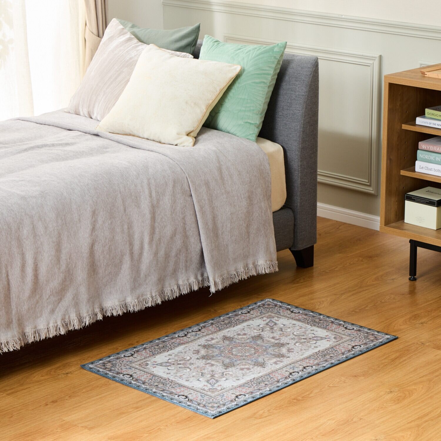 はっ水加工 ペルシャンデザイン ウールタッチマット “リオネッタ” ＜６０×９０ｃｍ＞ 