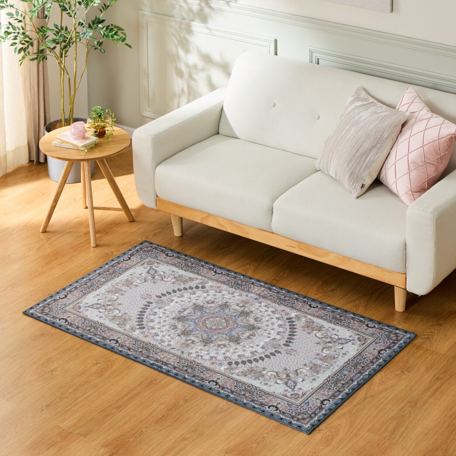 はっ水加工 ペルシャンデザイン ウールタッチカーペット “リオネッタ” ＜８０×１４０ｃｍ＞