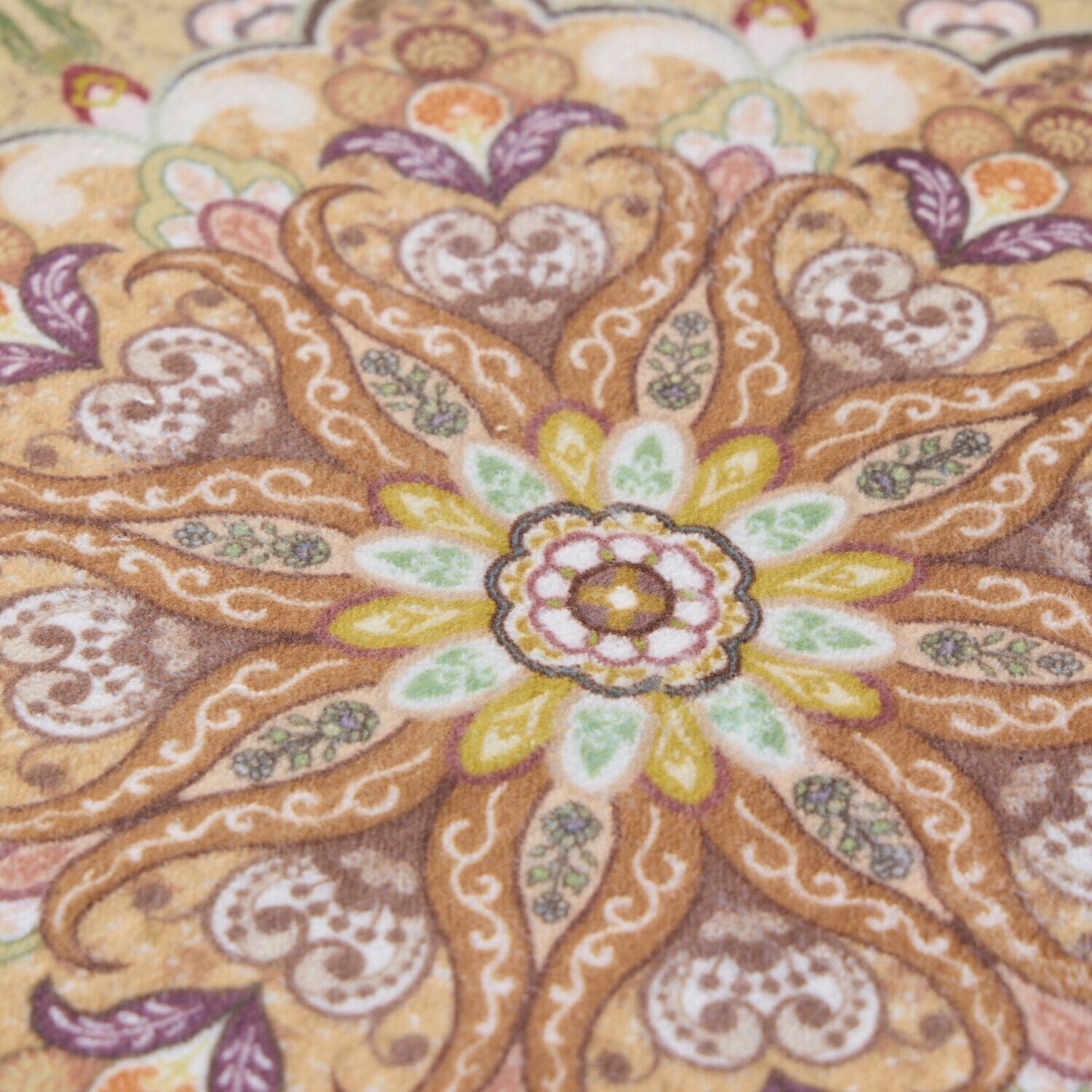 はっ水加工 ペルシャンデザイン ウールタッチカーペット “リオネッタ” ＜１９０×１９０ｃｍ＞