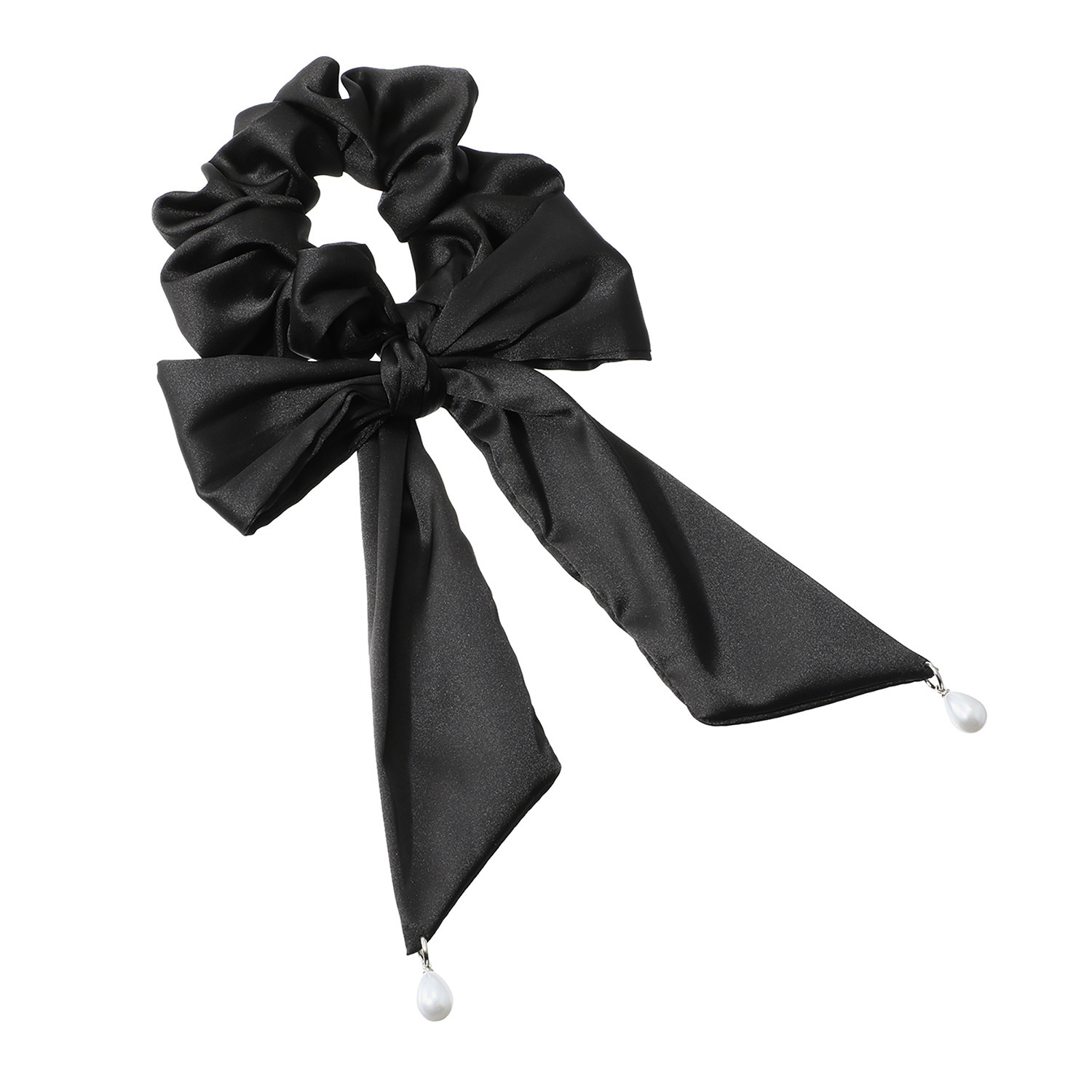 メイドバイスターズ シルク＆コラーゲンの Ｗ加工！ パールモティーフが揺れる リボンタイ付き モイストシュシュ