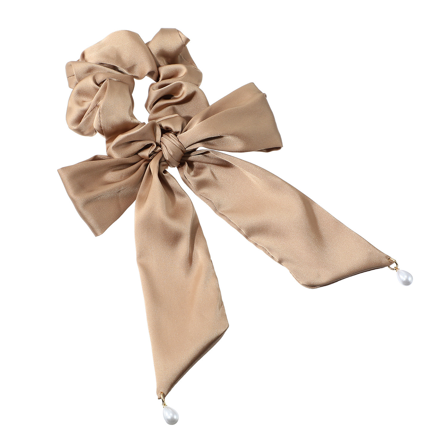 メイドバイスターズ シルク＆コラーゲンの Ｗ加工！ パールモティーフが揺れる リボンタイ付き モイストシュシュ