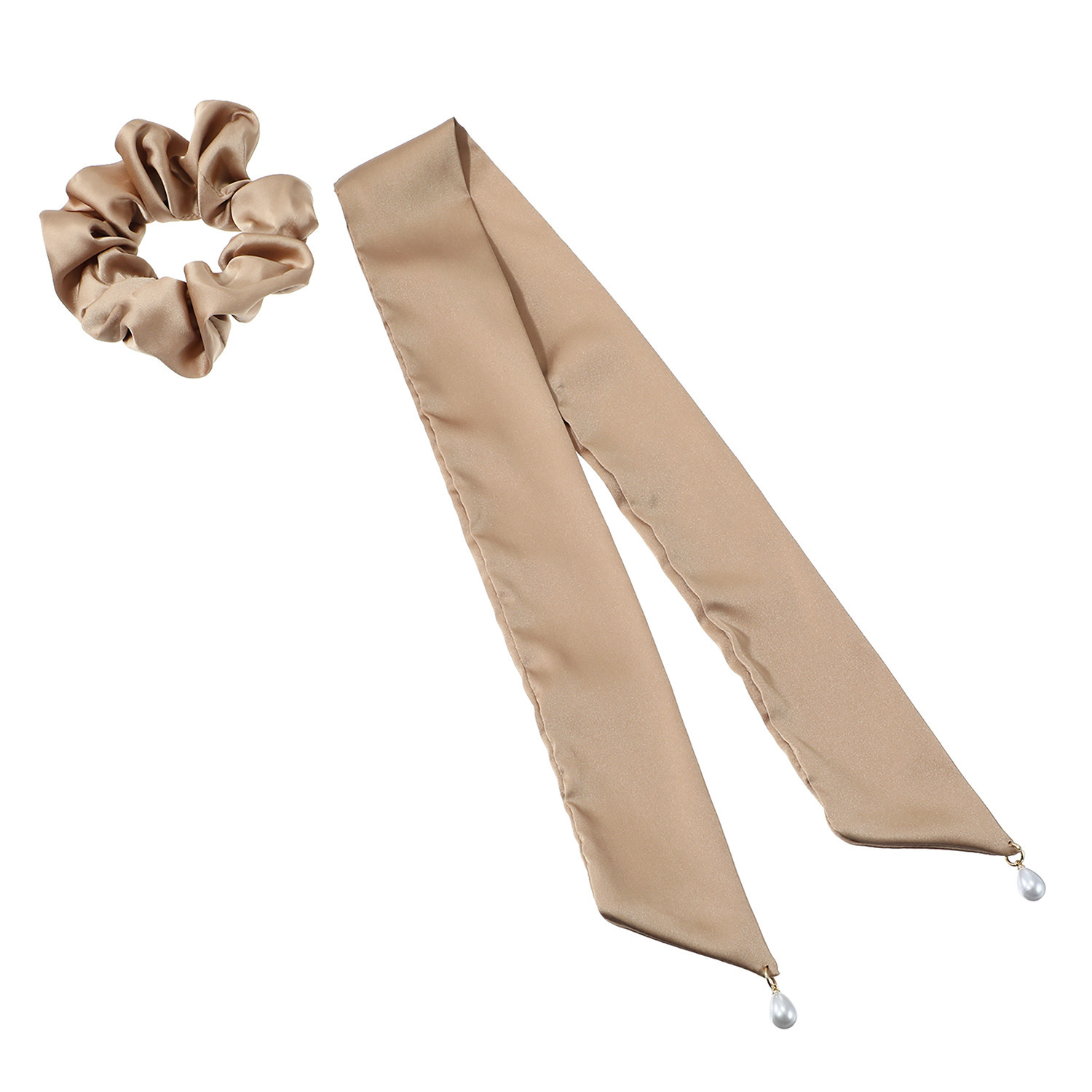 メイドバイスターズ シルク＆コラーゲンの Ｗ加工！ パールモティーフが揺れる リボンタイ付き モイストシュシュ