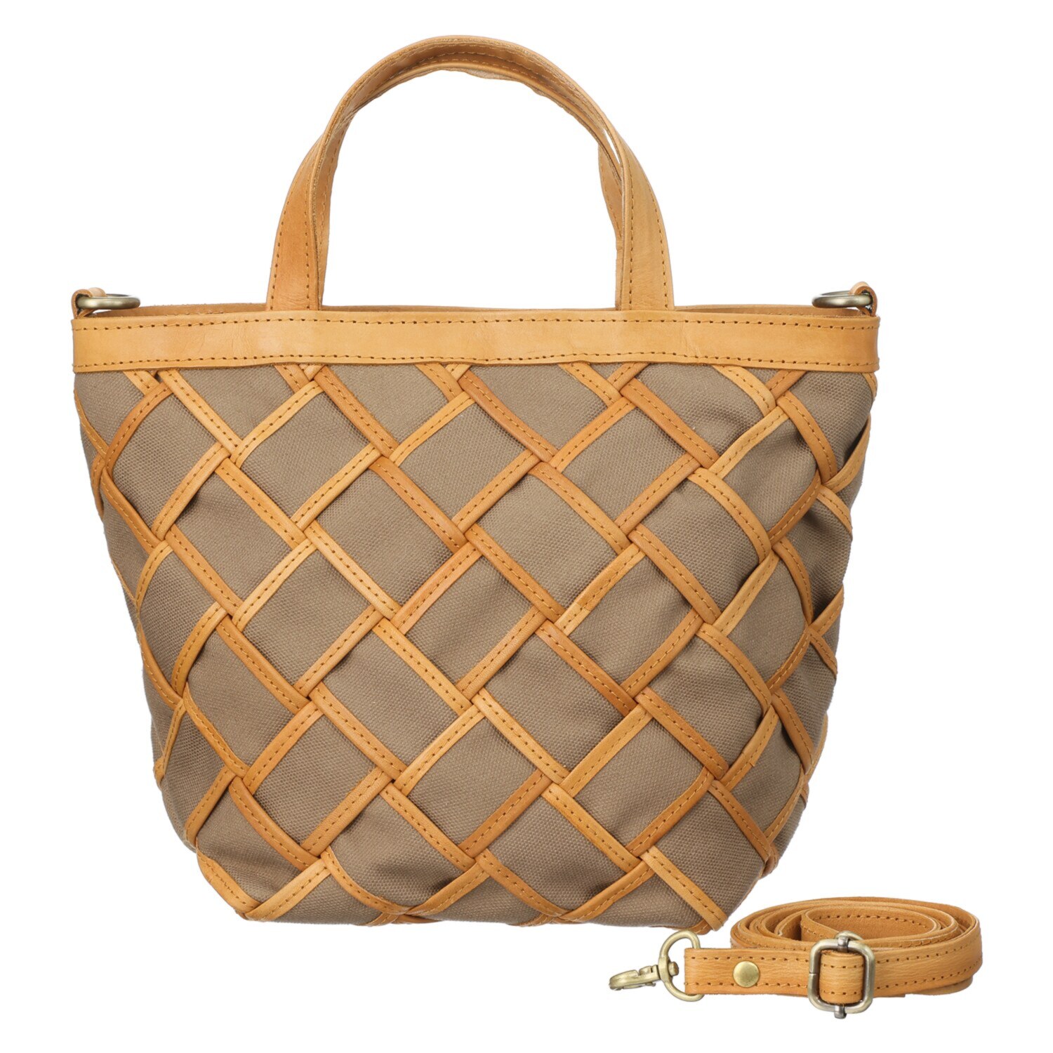 ズッケロ レザートリムキャンバス ２ウェイメッシュバッグ