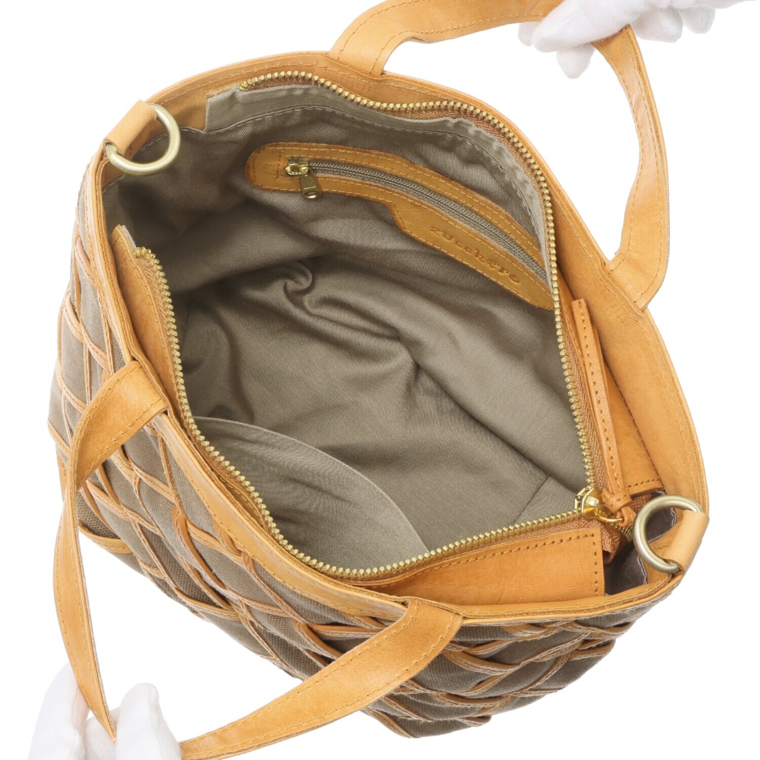 ズッケロ レザートリムキャンバス ２ウェイメッシュバッグ