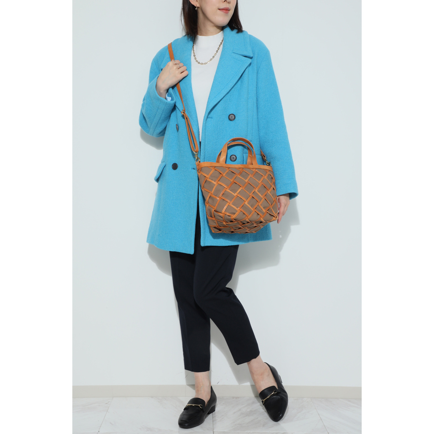 ズッケロ レザートリムキャンバス ２ウェイメッシュバッグ