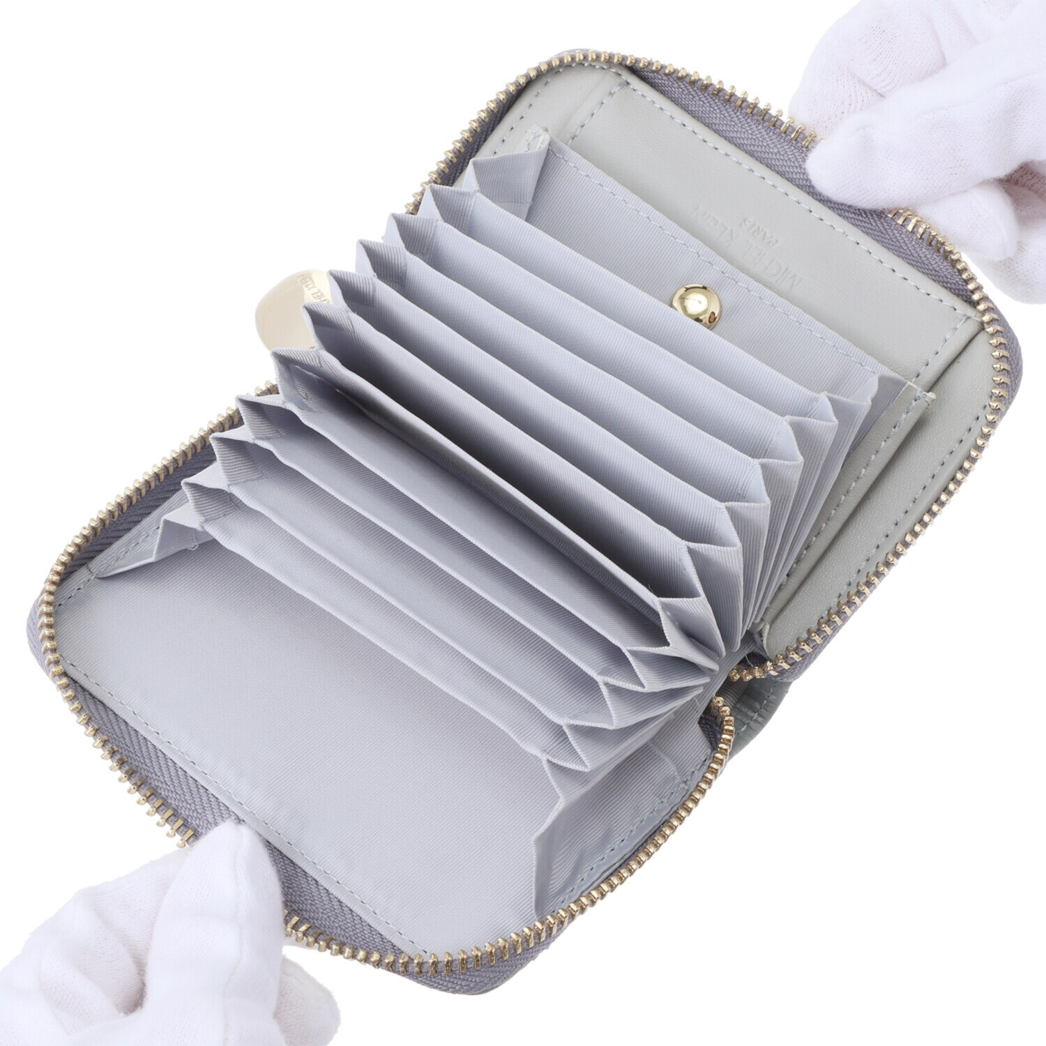 ミッシェル　クラン はっ水 牛革シュリンク型押し ラウンドコインケース