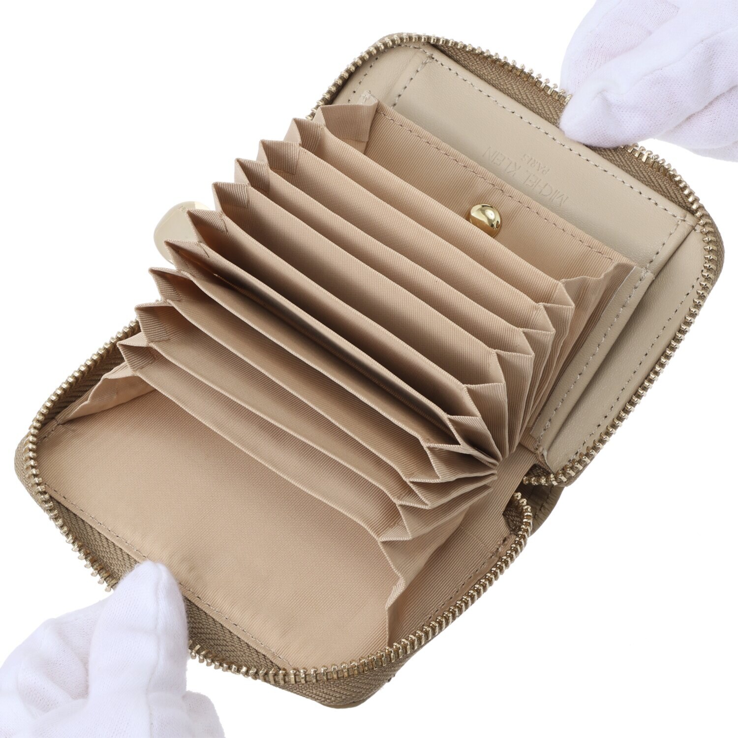 ミッシェル　クラン はっ水 牛革シュリンク型押し ラウンドコインケース