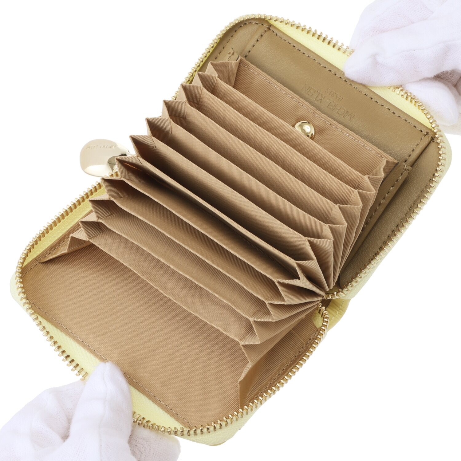 ミッシェル　クラン はっ水 牛革シュリンク型押し ラウンドコインケース