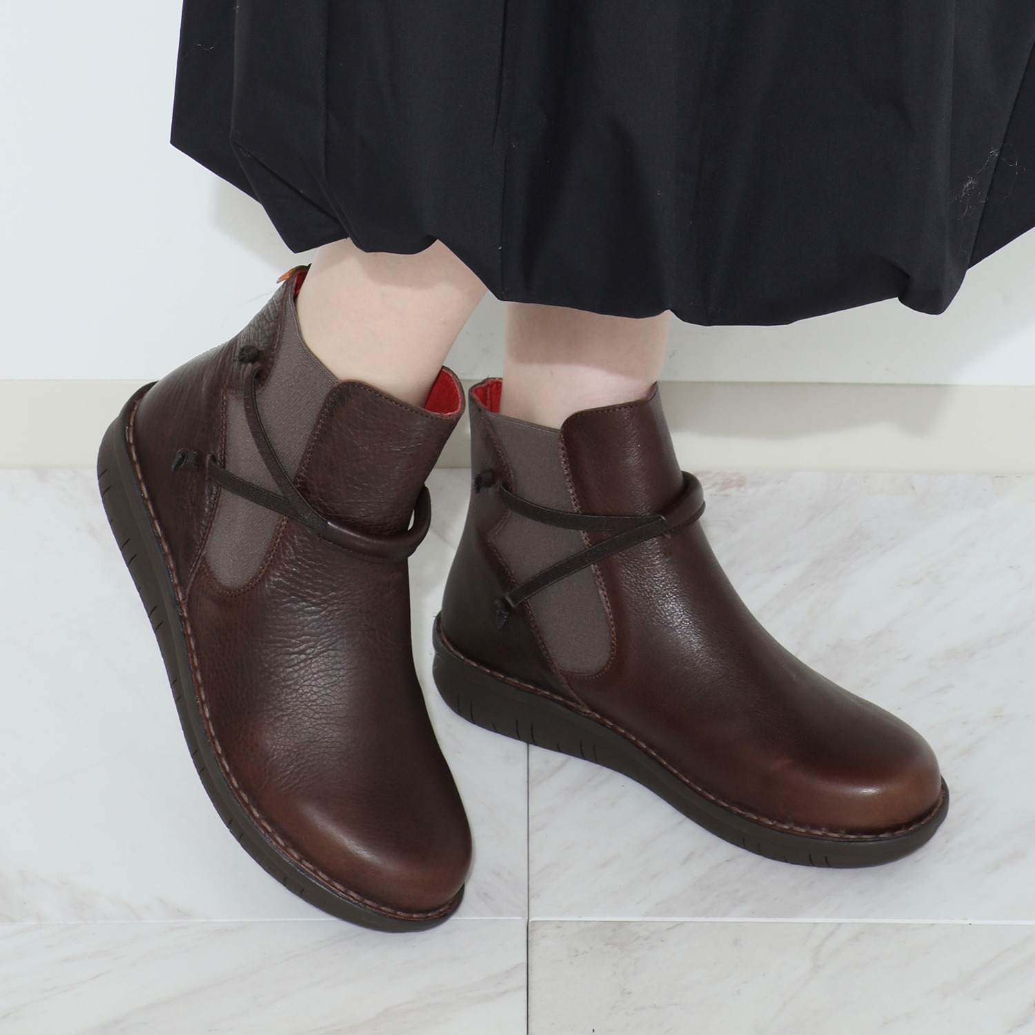 ジャングラ ＜スペイン製＞ 着脱簡単 牛革サイドゴア ショートブーツ