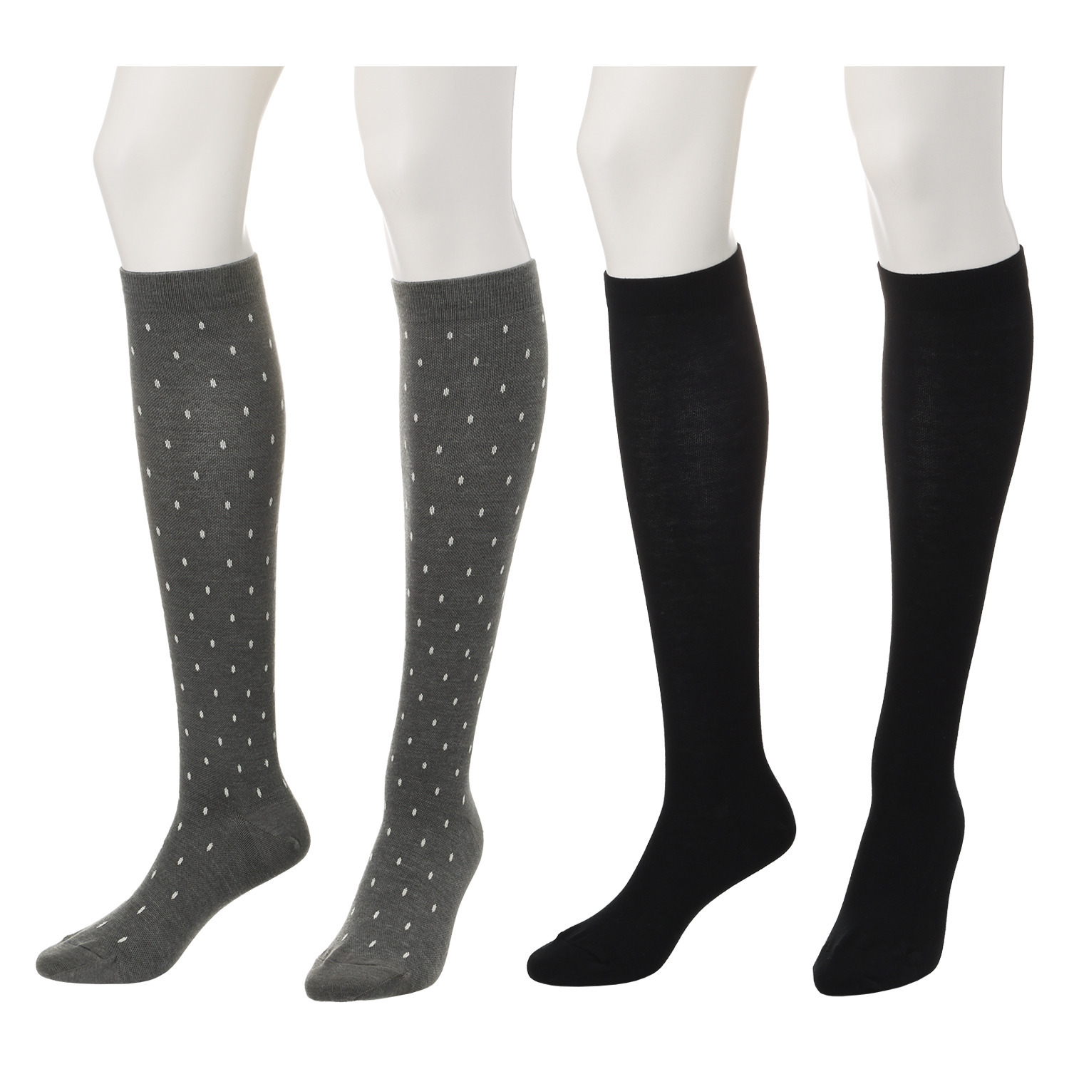 楽キュッと 日本製　独自の着圧設計 綿混ハイソックス ２足セット