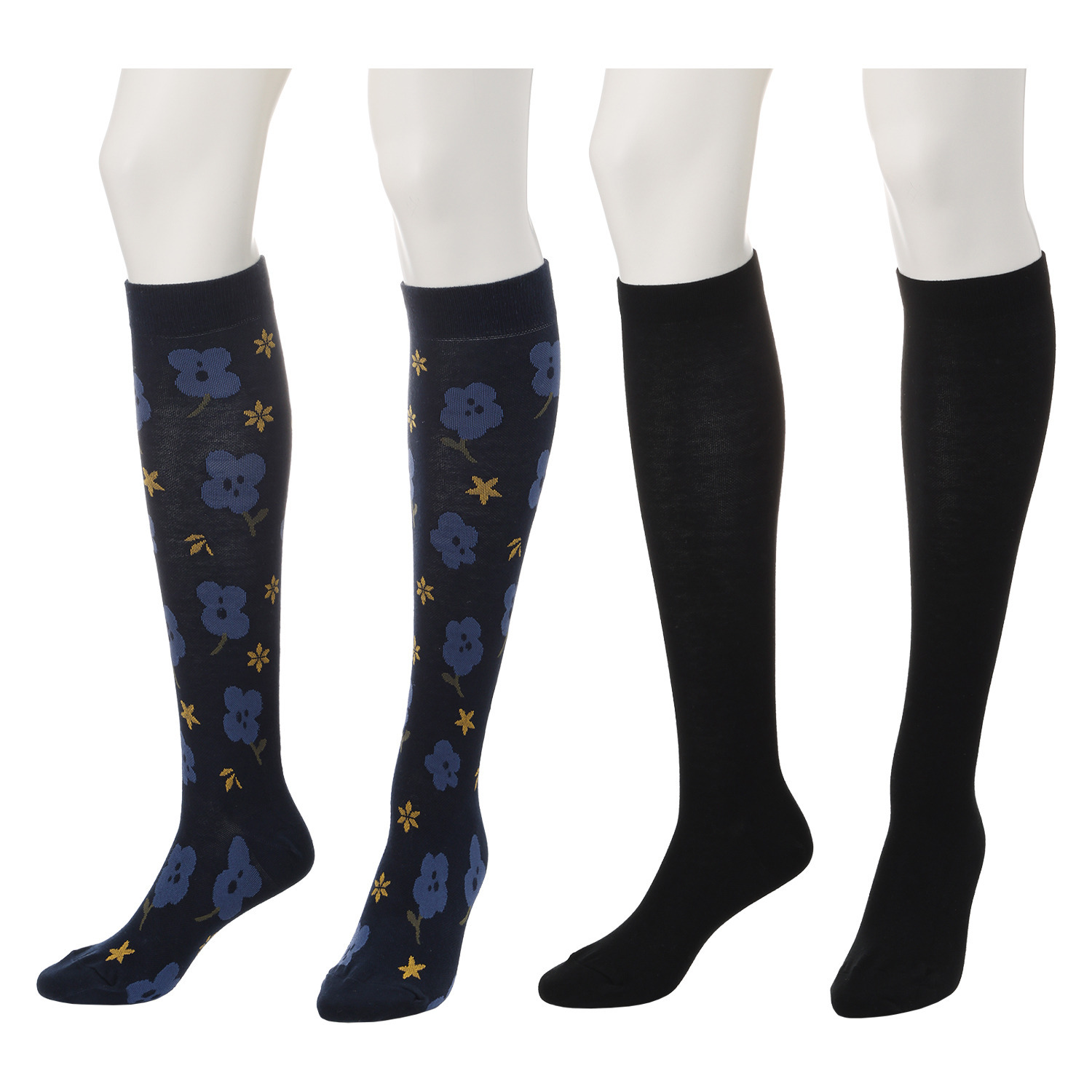 楽キュッと 日本製　独自の着圧設計 綿混ハイソックス ２足セット