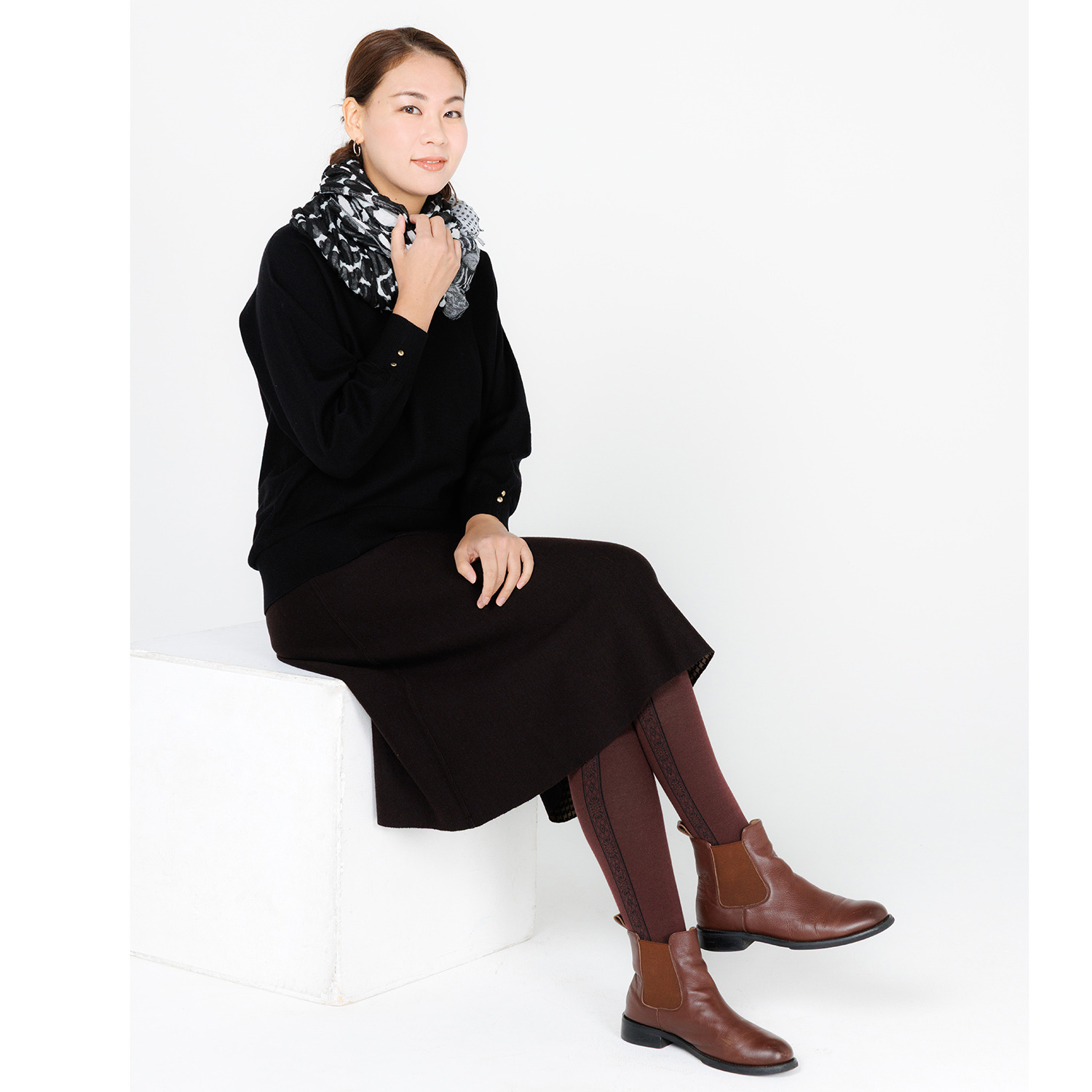 楽キュッと 日本製　独自の着圧設計 綿混ハイソックス ２足セット