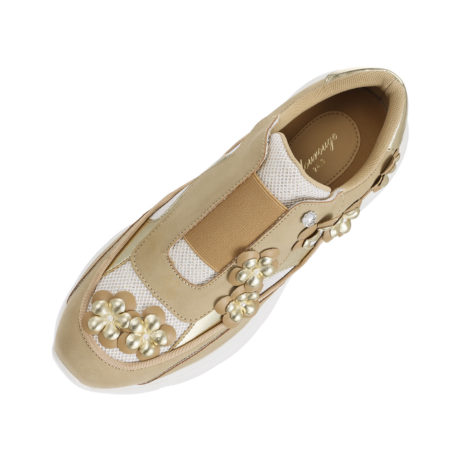 パドルージュ フラワーアクセント 軽量スリッポンシューズ