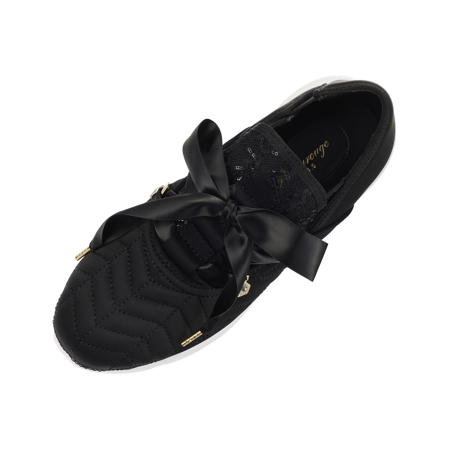 パドルージュ リボンアクセント 軽量スリッポンシューズ