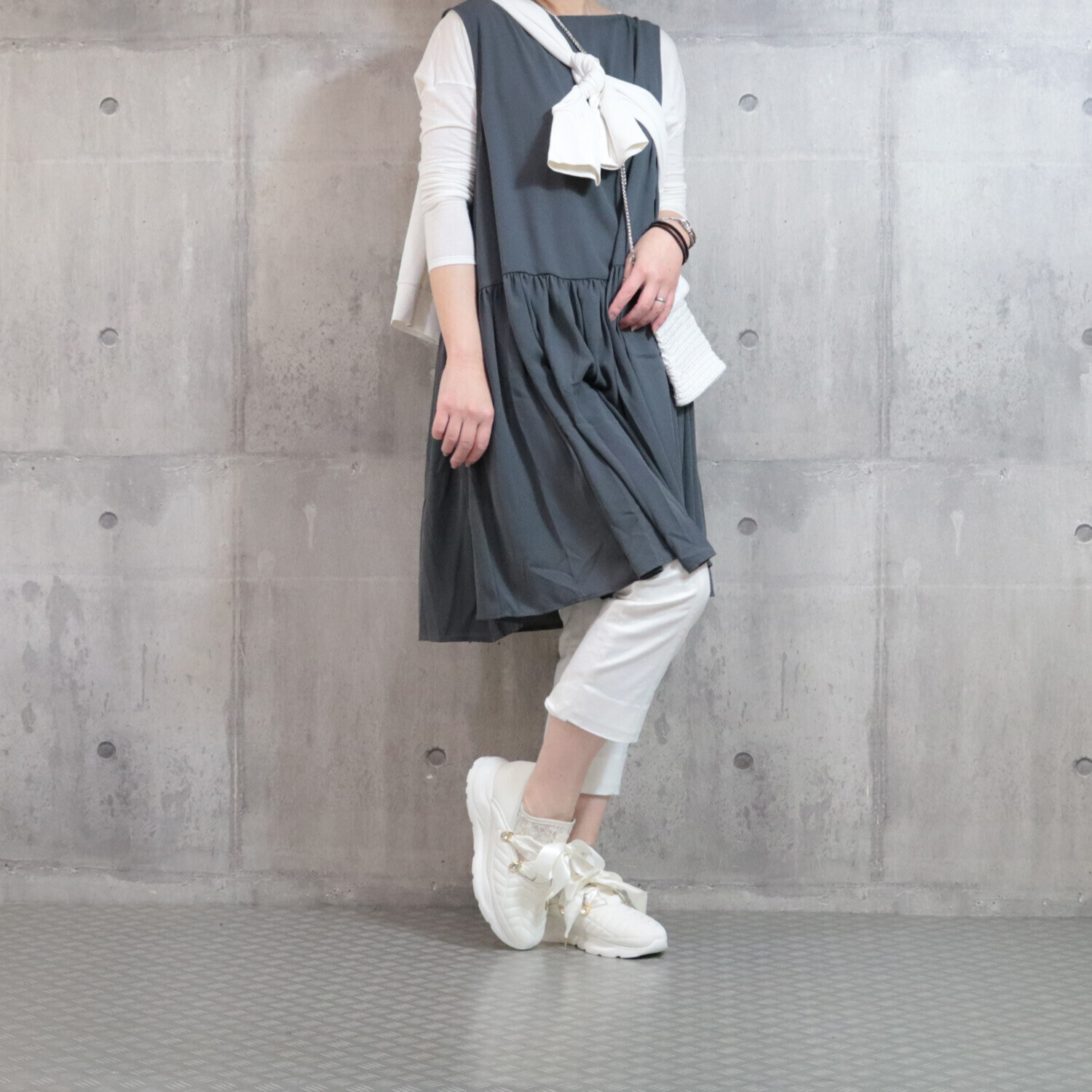 パドルージュ リボンアクセント 軽量スリッポンシューズ