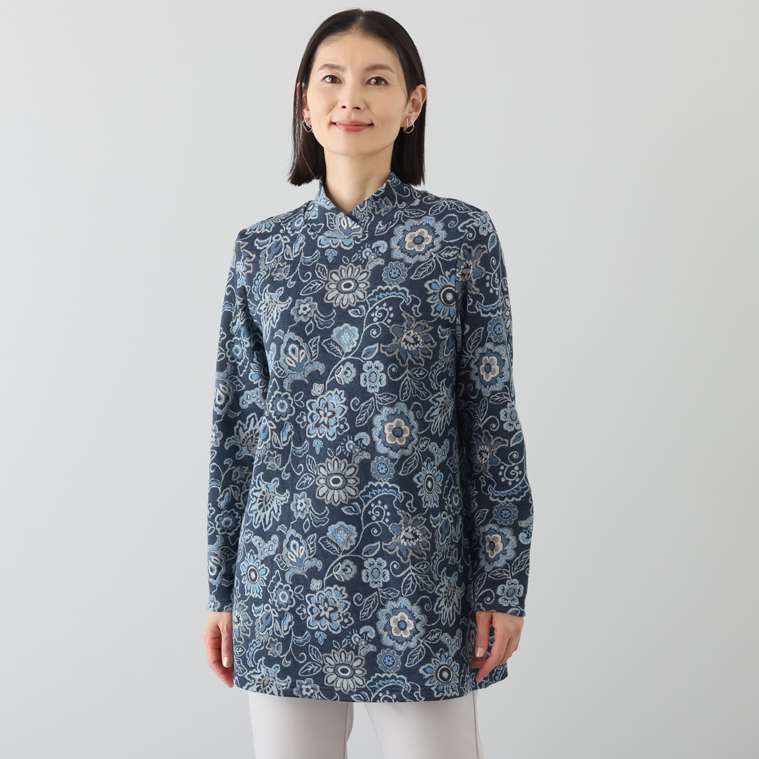 プレンディソール 花柄ふくれジャガード チュニック