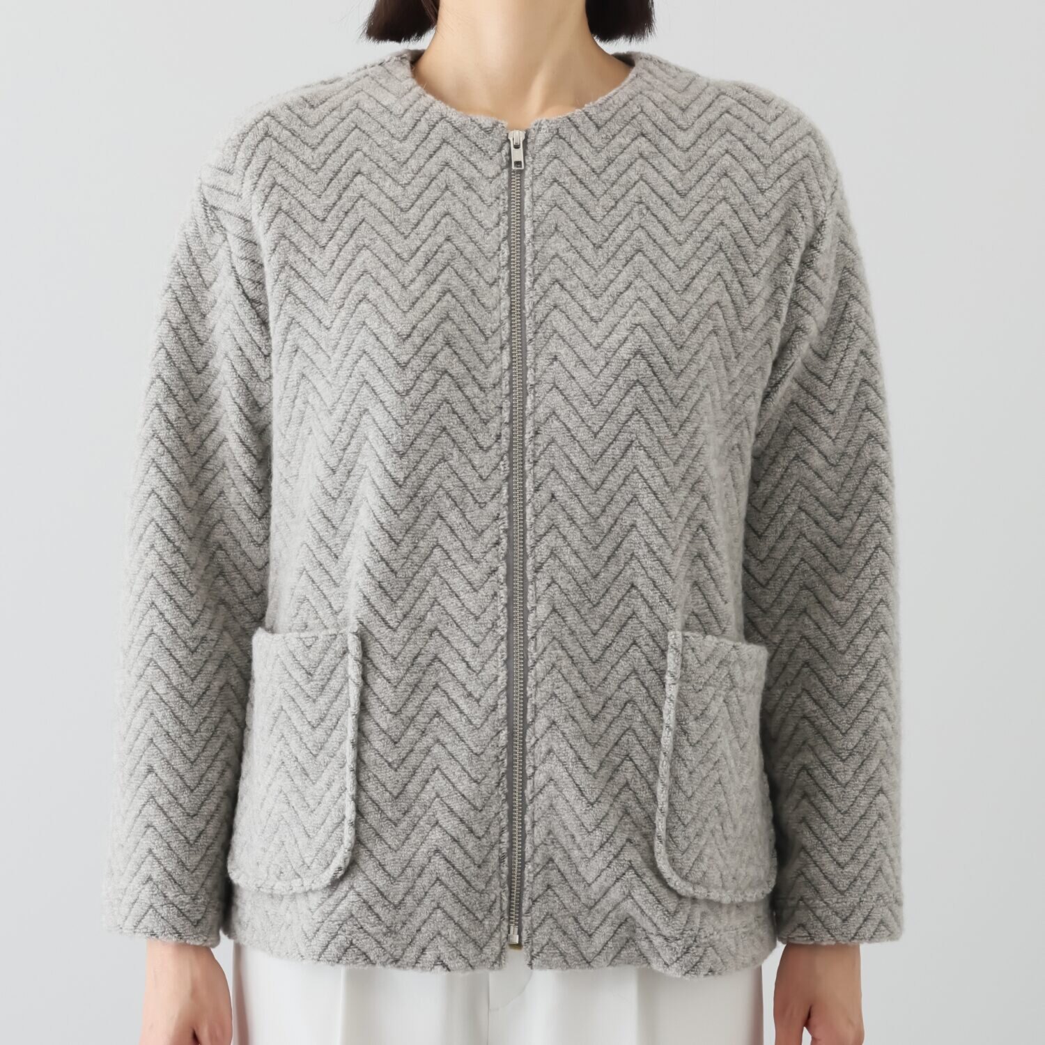 プレンディソール ヘリンボーン柄 パイルジャガード ジャケット