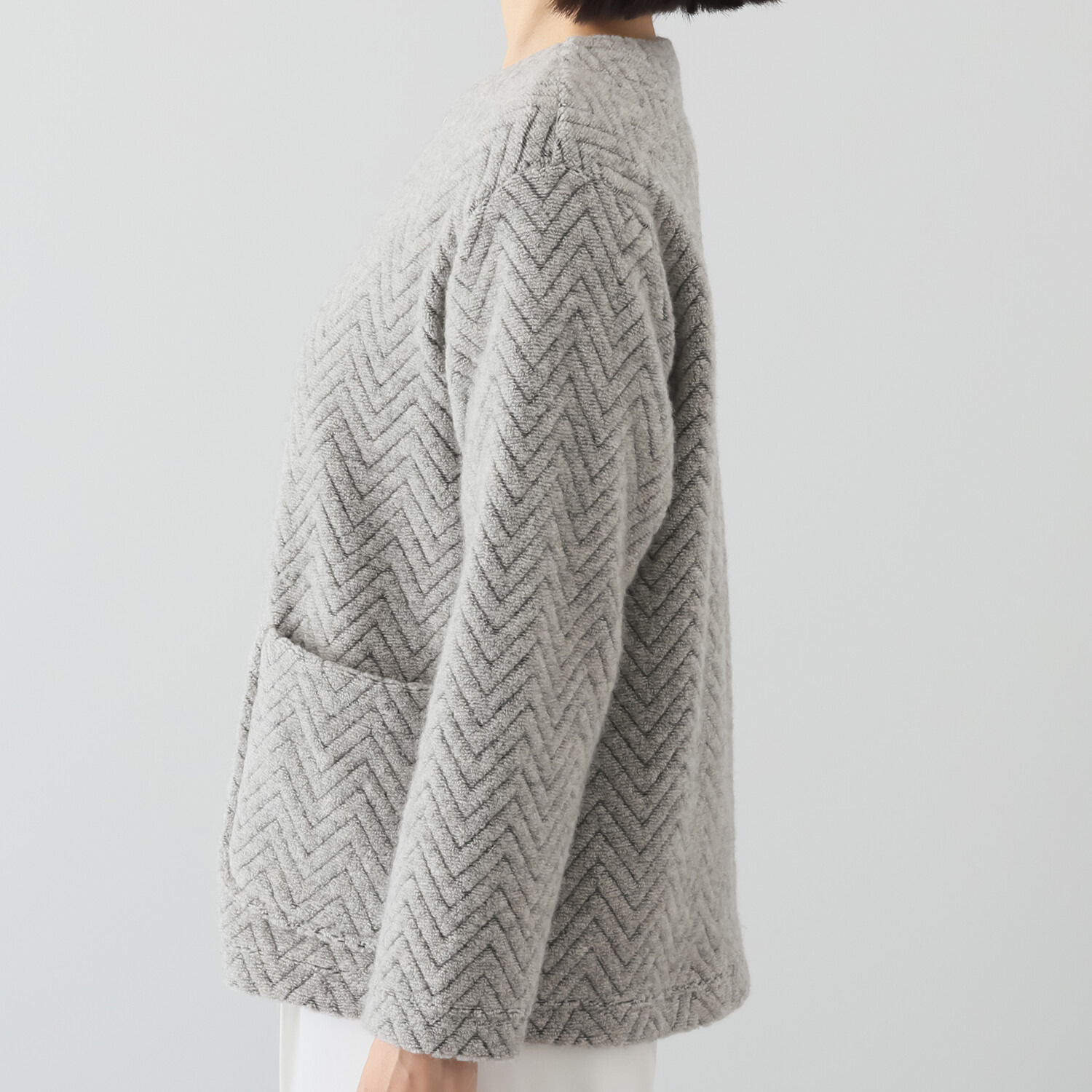 プレンディソール ヘリンボーン柄 パイルジャガード ジャケット