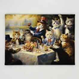 インテリアアート “猫たちの昼食” ＜約２４×３３ｃｍ＞