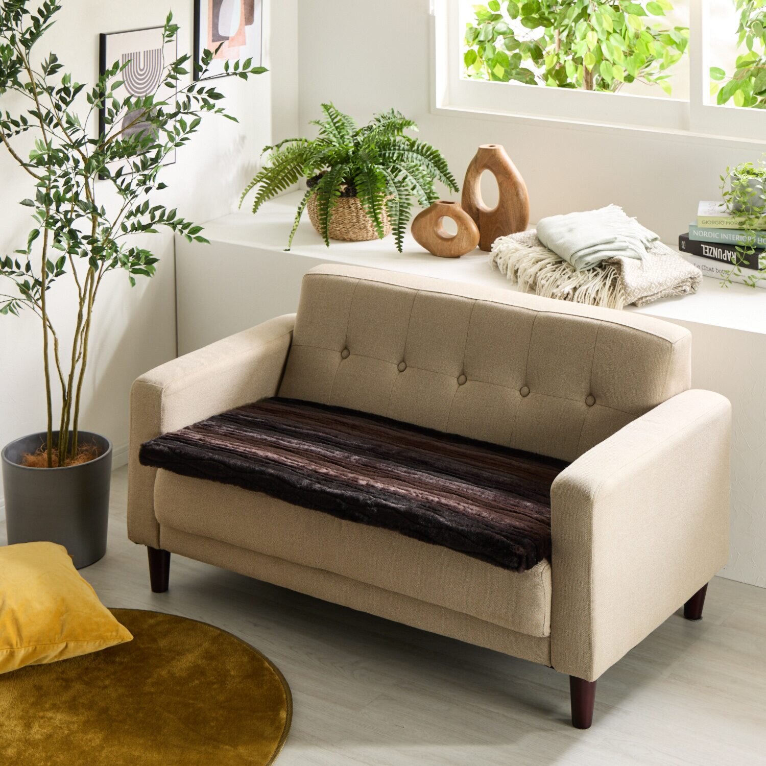 ソファーの座面に敷いて 快適な座り心地復活！ セーブルファータッチ 復活ソファーシート ＜２人掛用＞