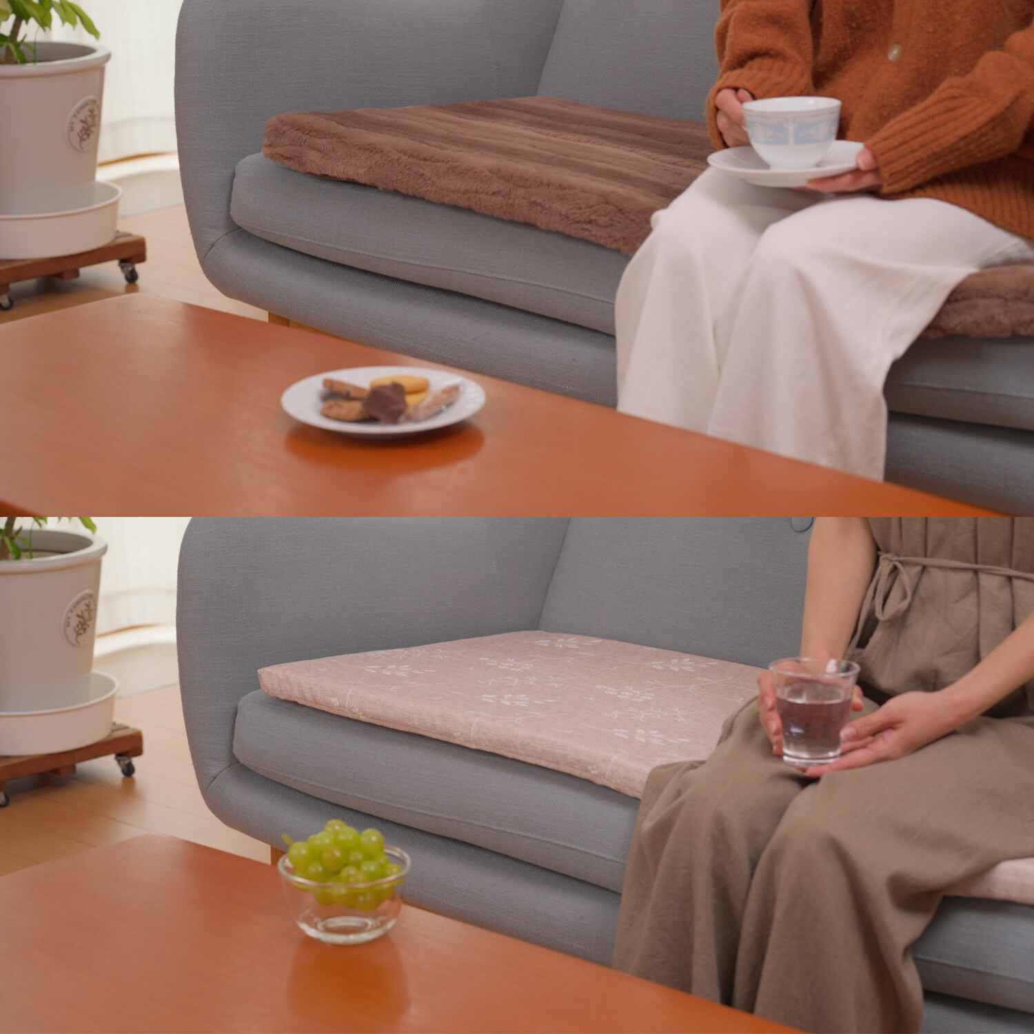 ソファーの座面に敷いて 快適な座り心地復活！ セーブルファータッチ 復活ソファーシート ＜３人掛用＞